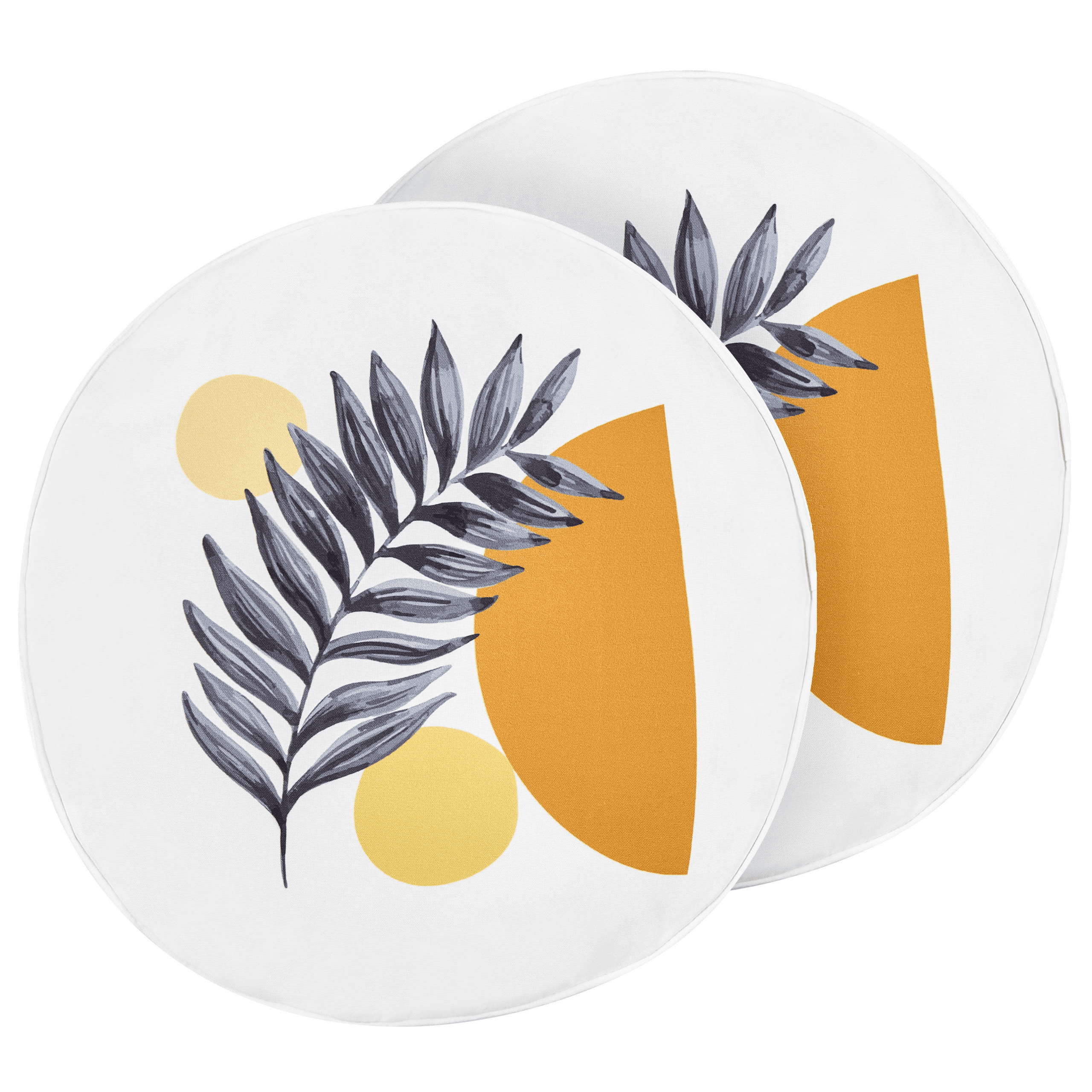 Ulkotyynysetti 2 kpl VIOZENE Kasvikuvio 40 x 40 cm Valkoinen – Beliani