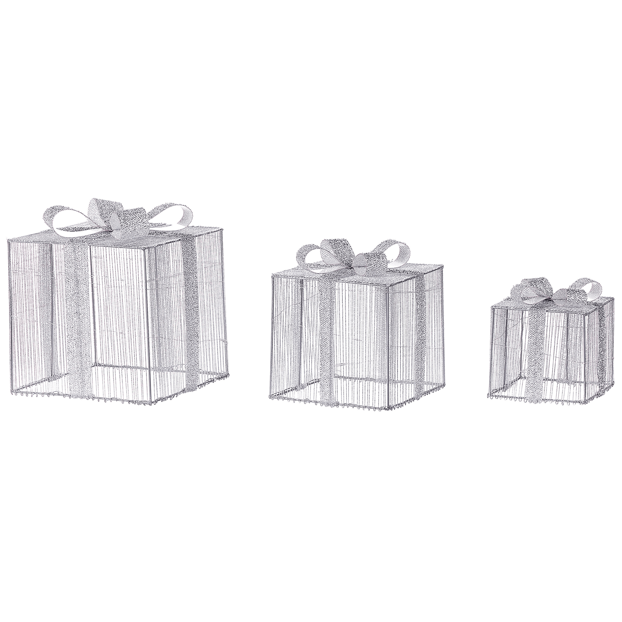 Ulkokoriste LED-valo ARNES Joululahja 25/20/15 cm Hopea – Beliani