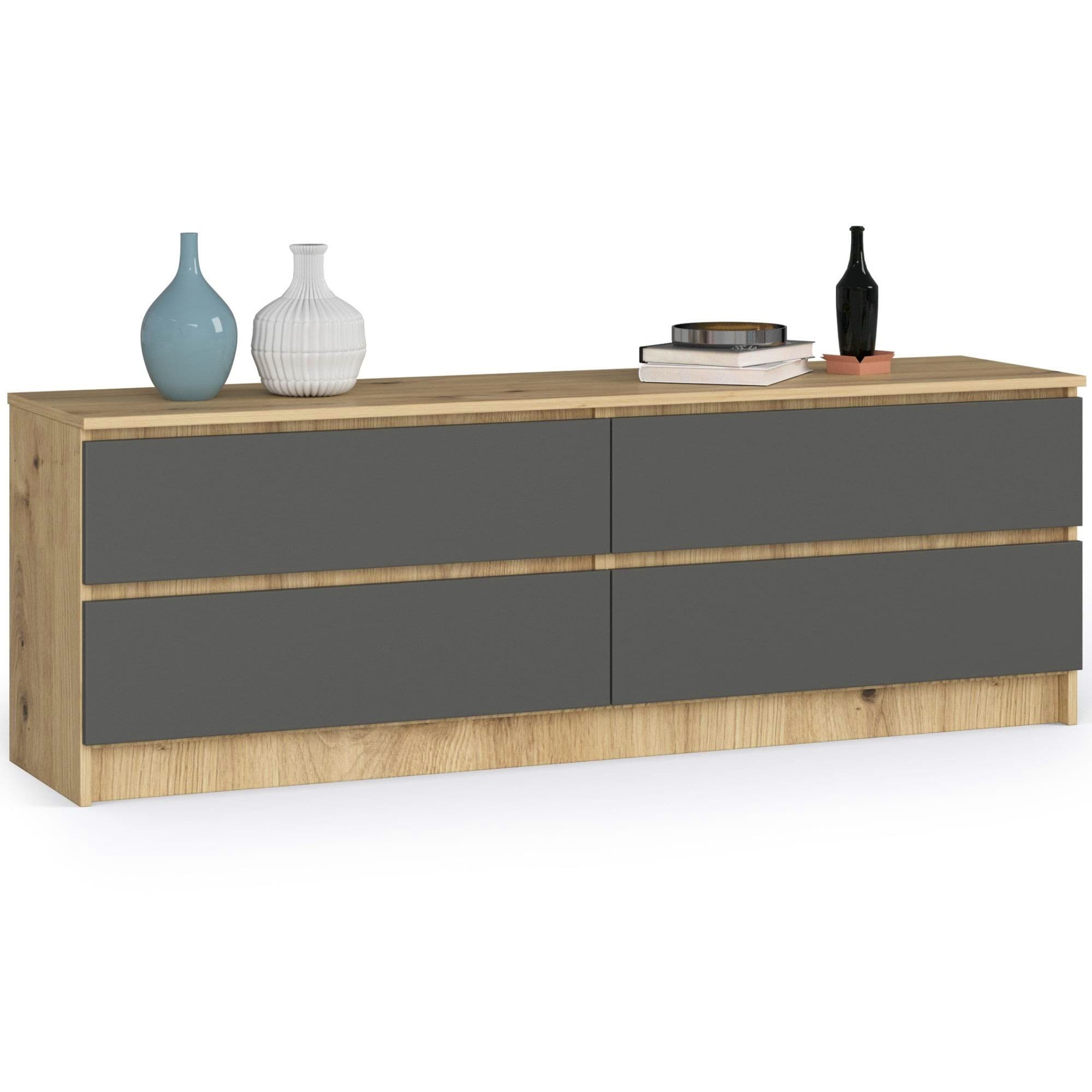 Akord Lipasto 4 laatikkoa Artisan-tammi/Harmaa Grafiitti 160x40x55 – Akord