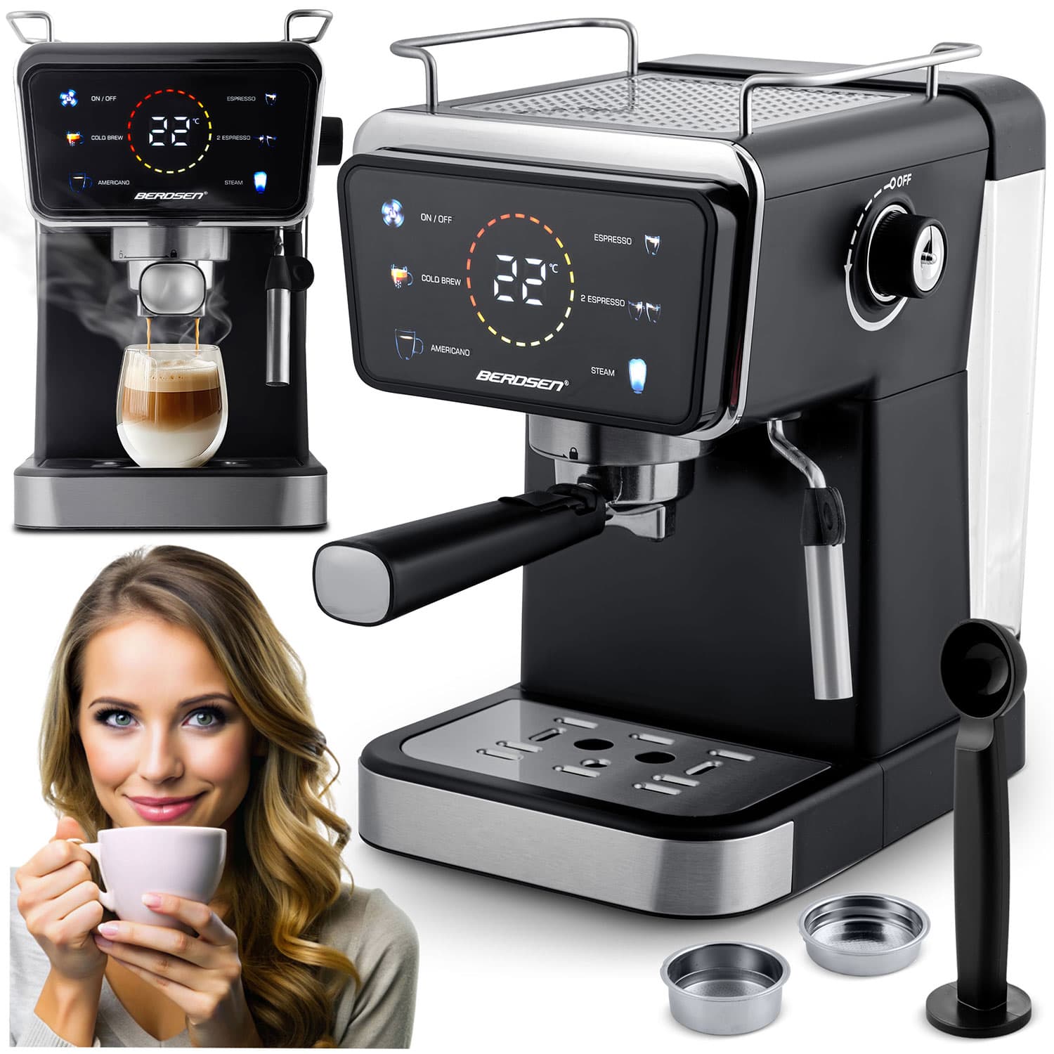 Berdsen BD-771 20 baarin espressokone, musta