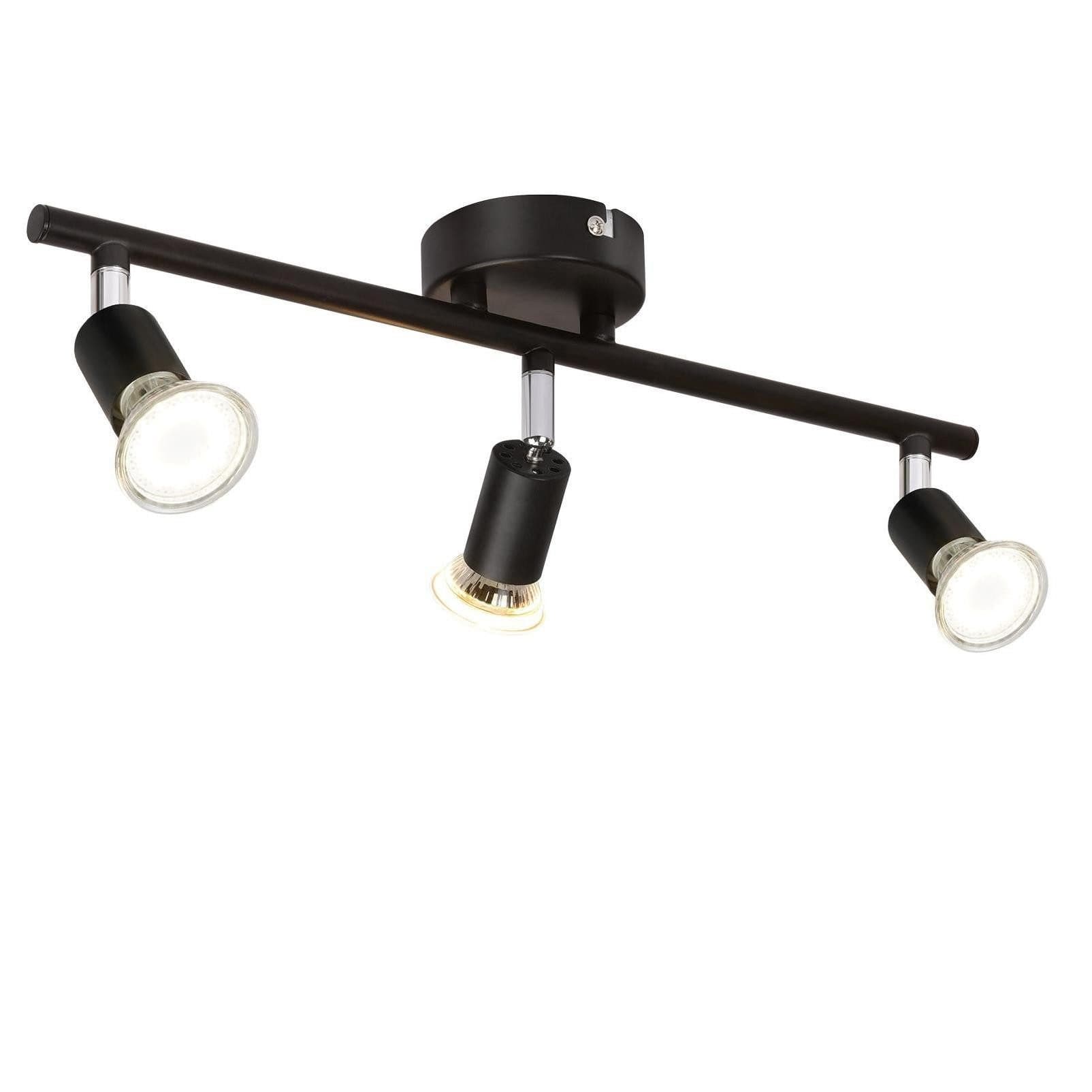 NETTLIFE 3 metallista kattokohdevaloa GU10 musta kääntyvä 330° moderni pyörivä kattovalaisin olohuoneeseen, makuuhuoneeseen, käytävään ilman lamppua – Nettlife