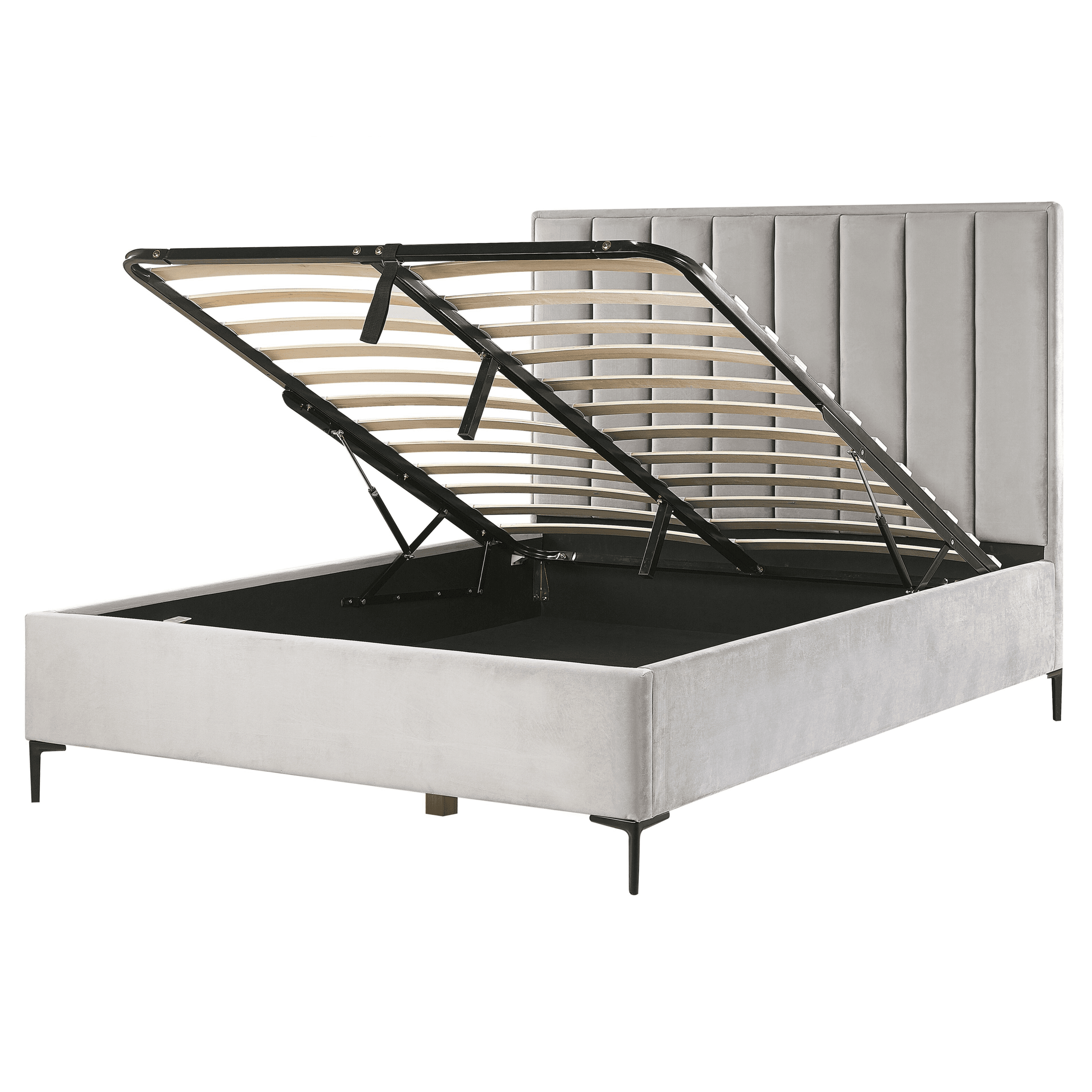 Sänky säilytystilalla sametti SEZANNE 160 x 200 cm Vaaleanharmaa – Beliani