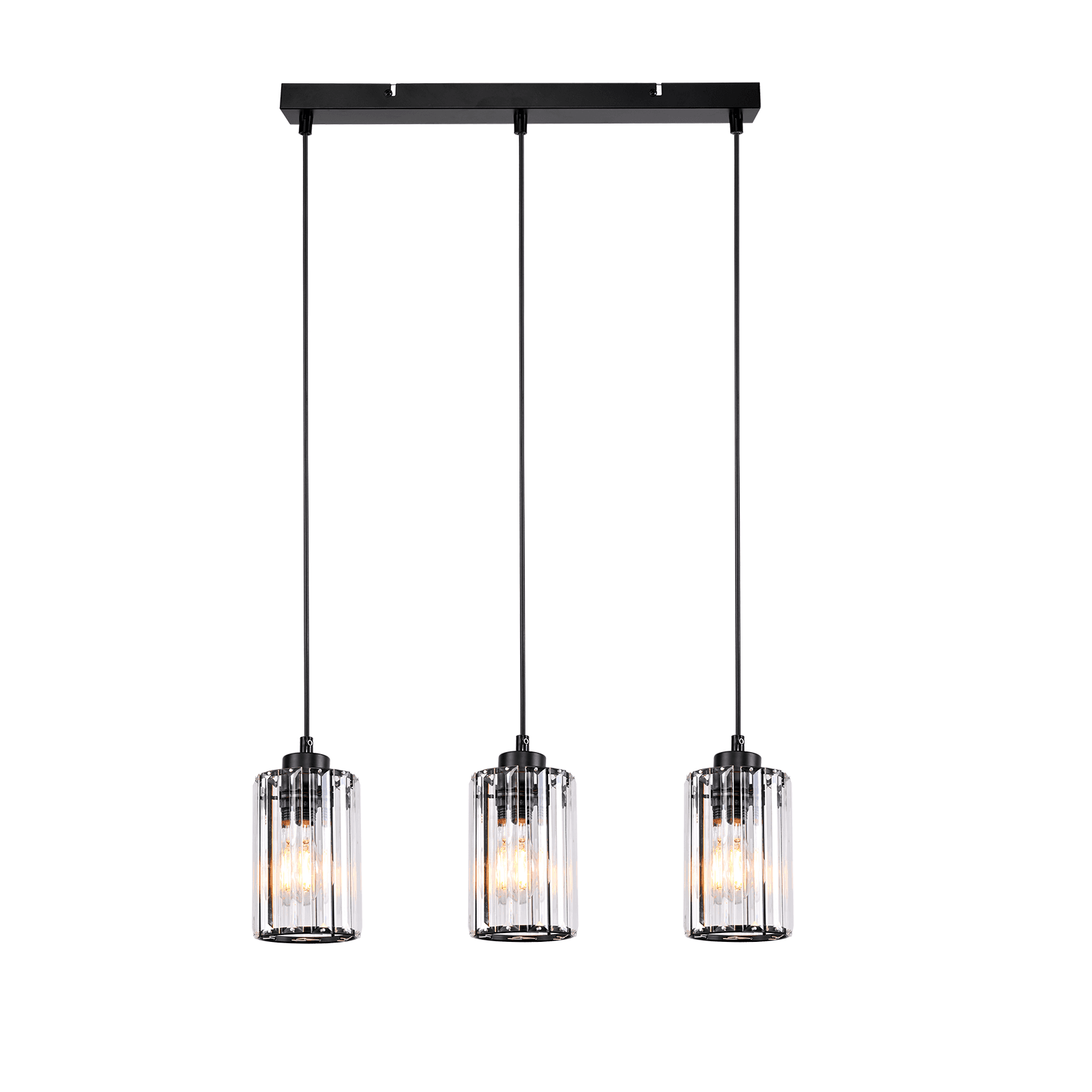 NETTLIFE moderni musta kristalli riippuvalaisin ruokapöydälle, 3 liekkiä, E27 – Nettlife
