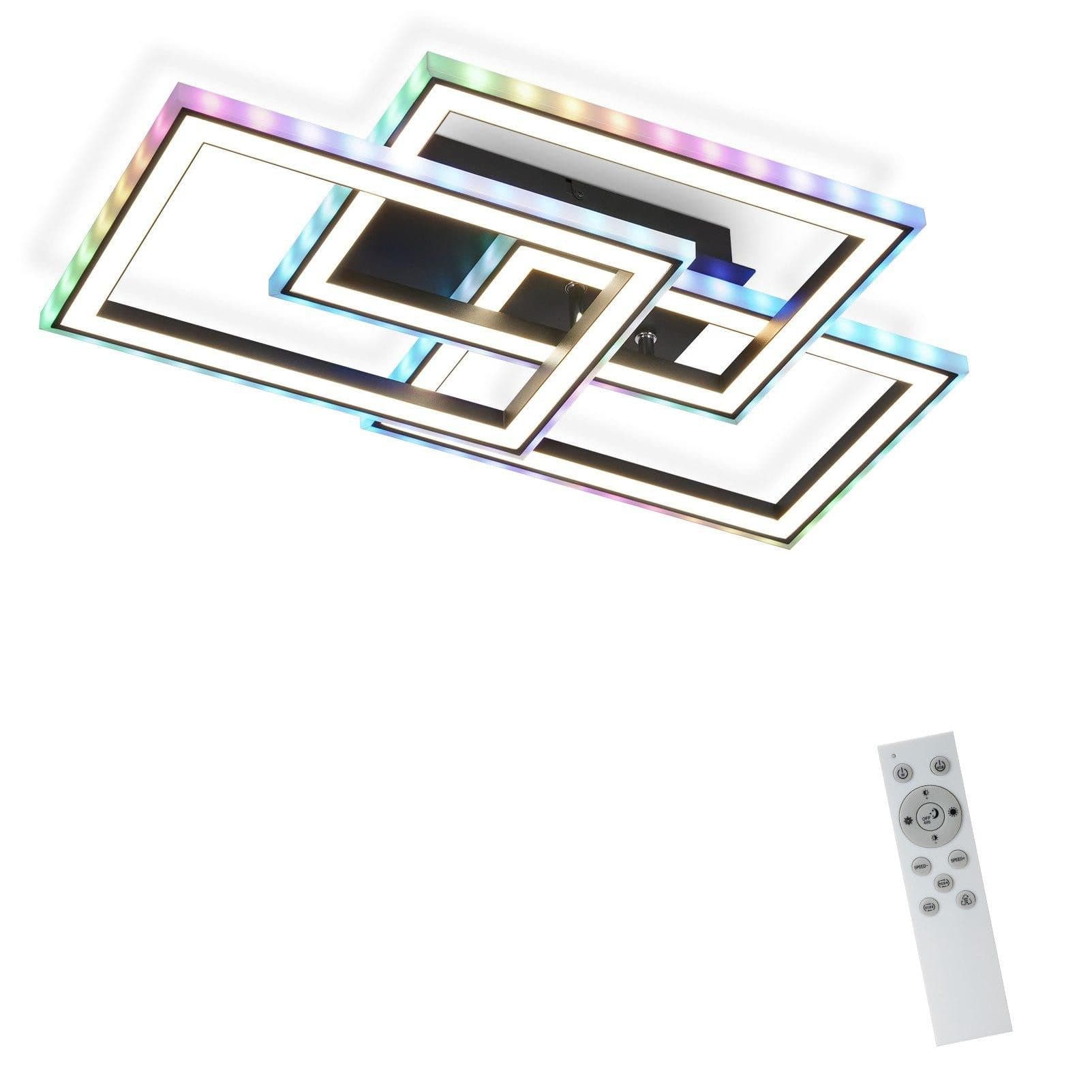 NETTLIFE LED-kattovalaisin olohuoneeseen 45 W moderni musta himmennettävä olohuonevalaisin kaukosäätimellä geometrinen värinvaihto keittiöön – Nettlife