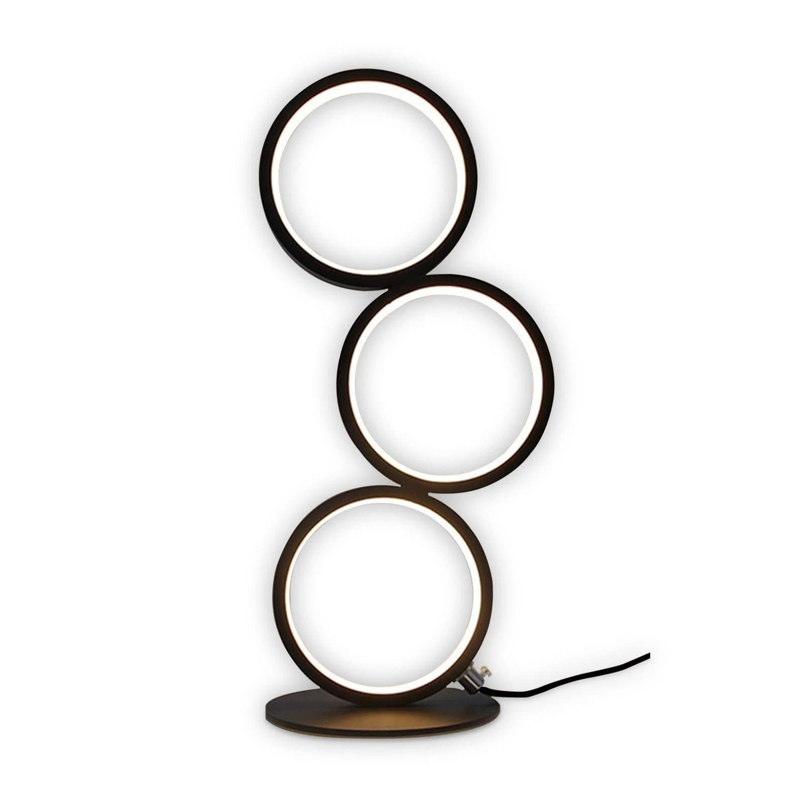 NETTLIFE Led-pöytävalaisin musta, kosketusnäytöllä himmennettävä, moderni metallikoristeinen rengasmuotoilu – alumiininen lukuvalaisin – Nettlife