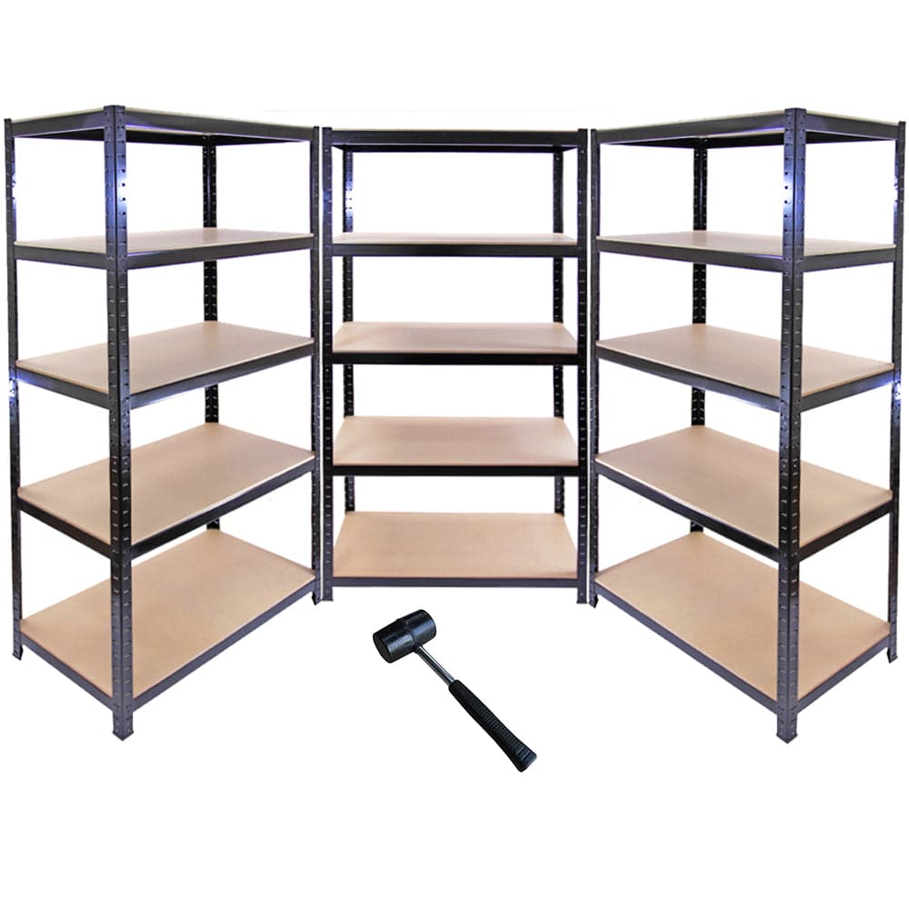 Monster Racking T-Rax -metalliset säilytyshyllyt, mustat, 90 cm leveät, 45 cm syvät, 3 kpl:n setti – Monstershop