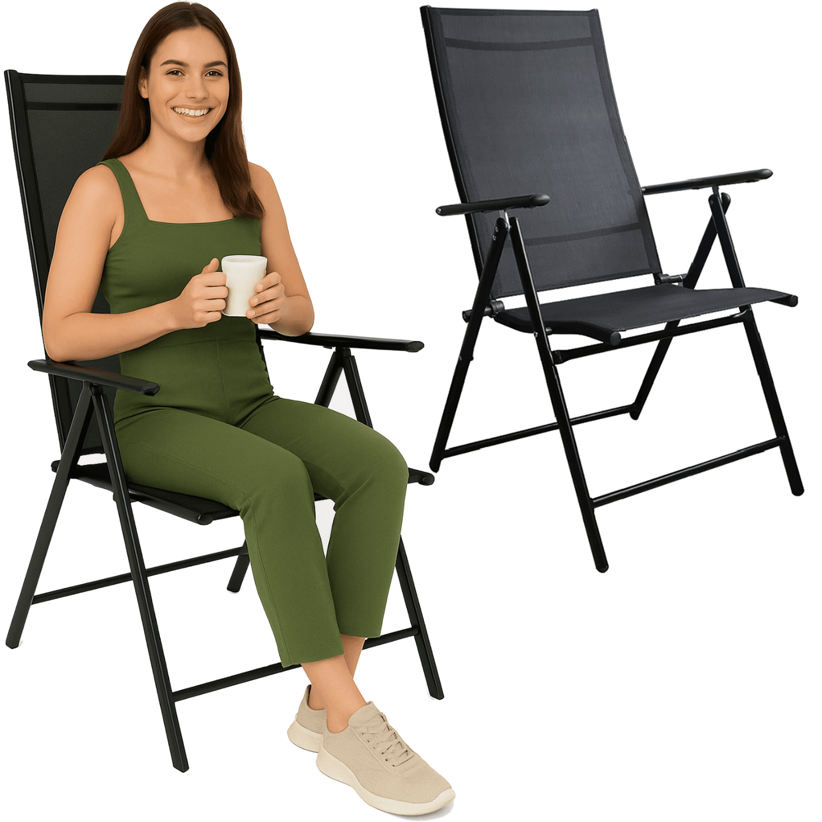 TAITETTAVA PUUTARHATUOLI SÄÄDETTÄVÄ SELKÄNOJA ALUMIINITUOLI – JUMI