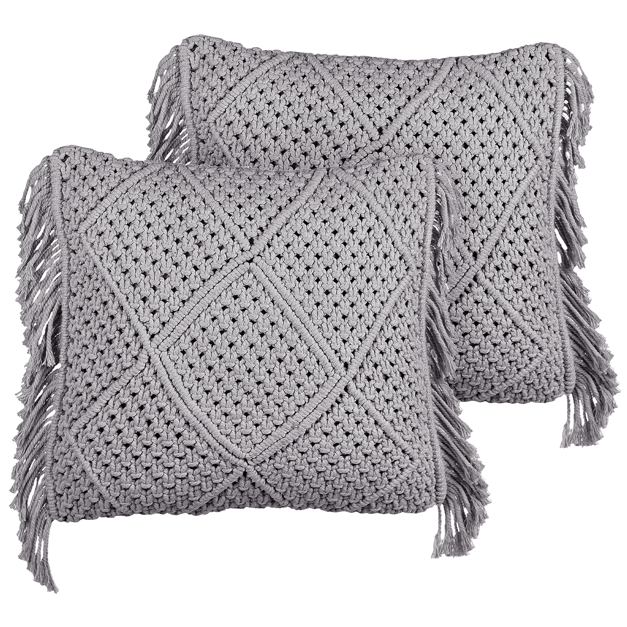 Koristetyynysetti 2 kpl BESHAM puuvilla 45 x 45 cm Harmaa Geometrinen kuvio
