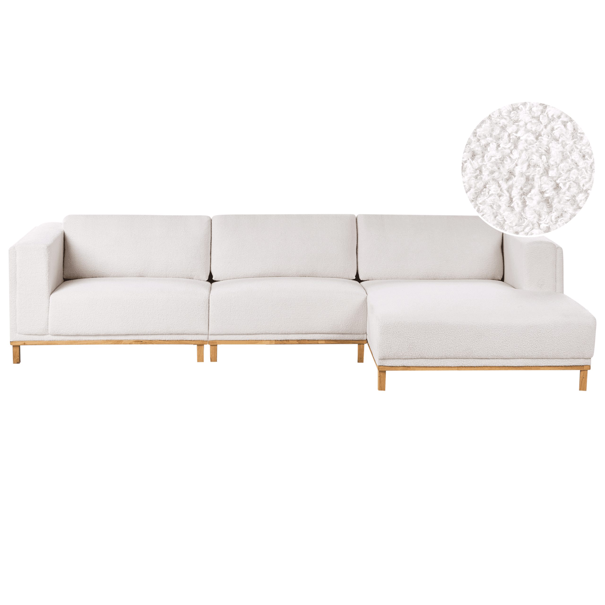 Kulmasohva 5-istuttava VENG kangas Luonnonvalkoinen Vasen – Beliani