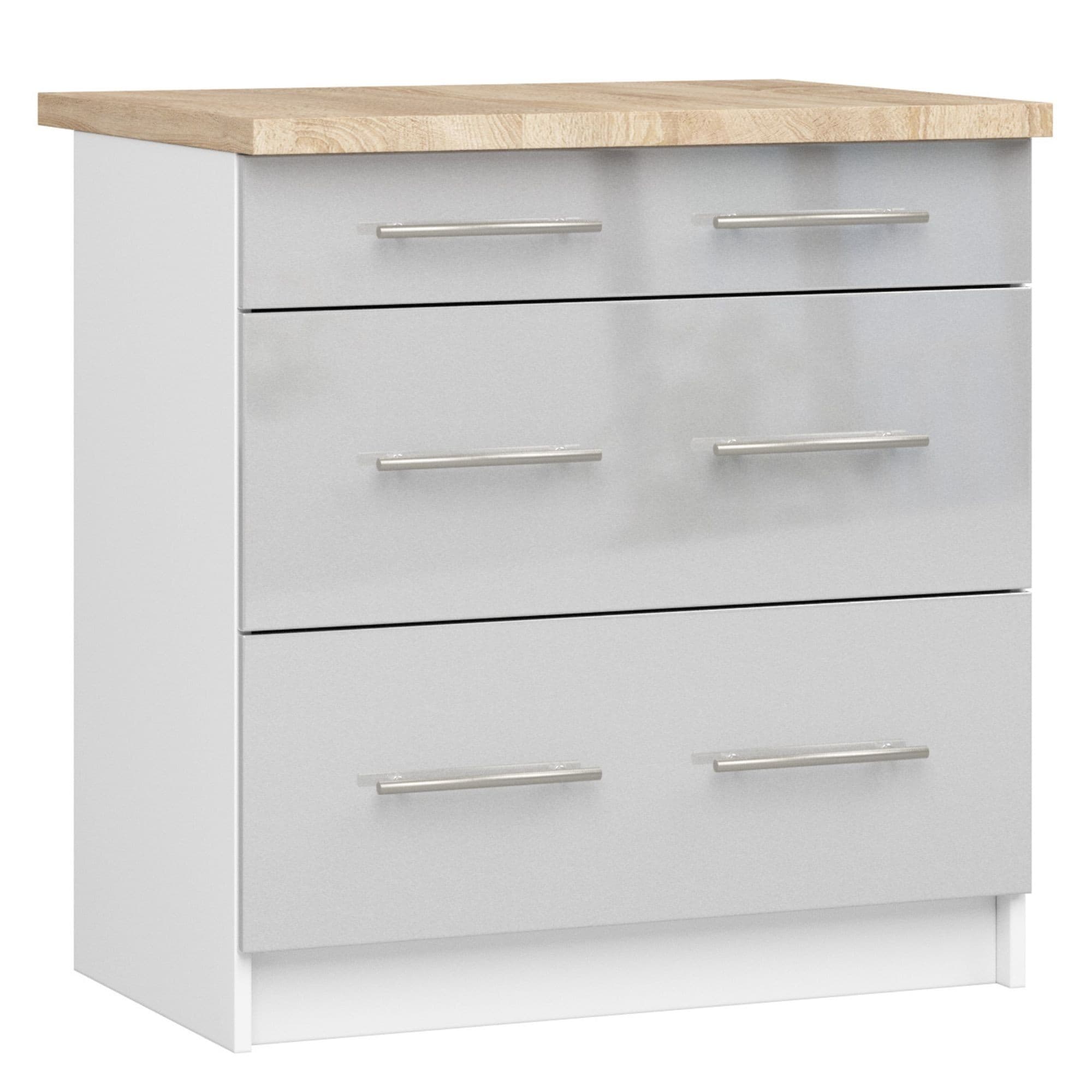 Akord Oliwia Keittiökaappi Valkoinen/Metalli Korkeakiilto Tasolla 80x46x85 – Akord