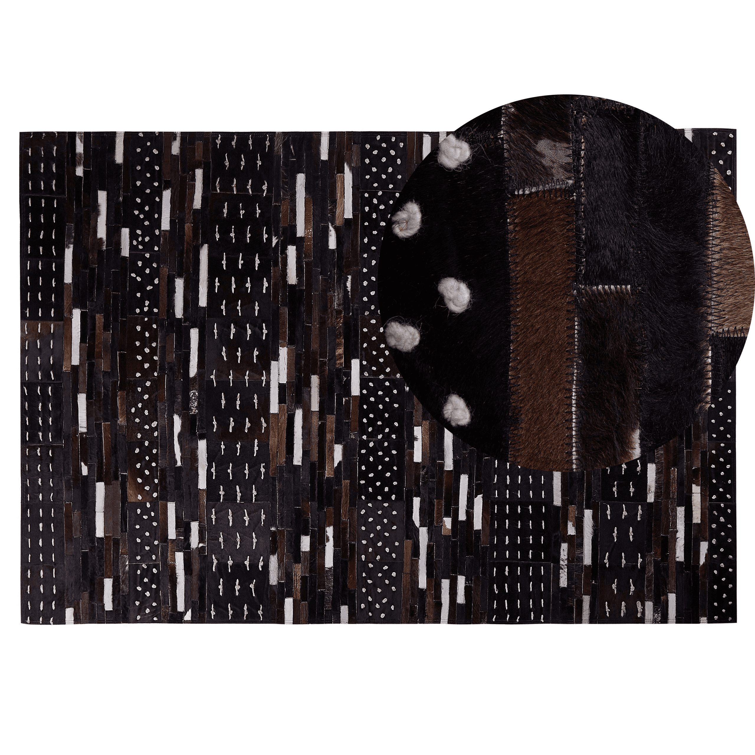 Matto AKSEKI Tummanruskea 140 x 200 cm nahka – Beliani