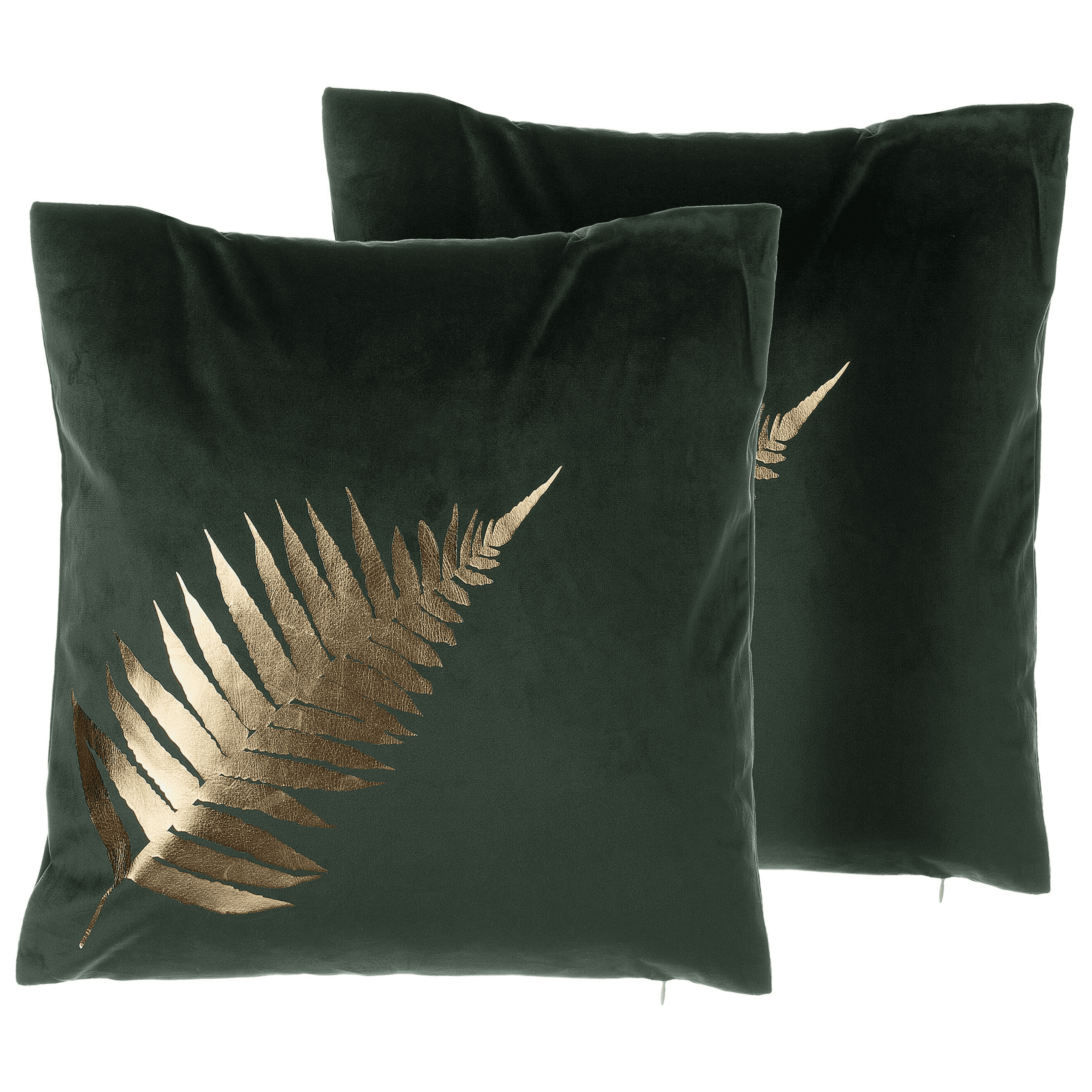 Koristetyynysetti 2 kpl FERN sametti 45 x 45 cm Tummanvihreä Kasvikuvio