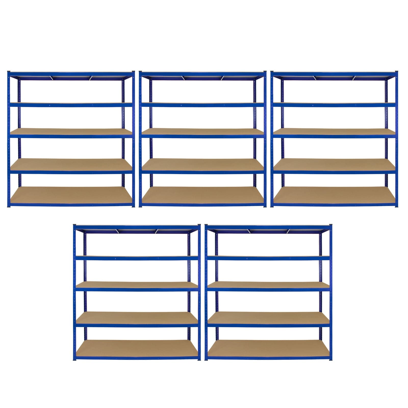 Monster Racking T-Rax 5 x Extra Leveät Säilytyshyllyt, Sininen, 160 cm L, 60 cm S