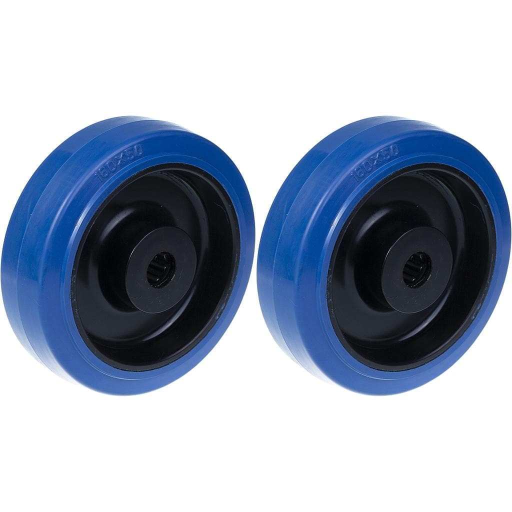 160mm 6 pyörä sininen kumi nailon keskellä ruostumattomalla laakerilla 700kg, 2 kpl:n sarja. – Parnells