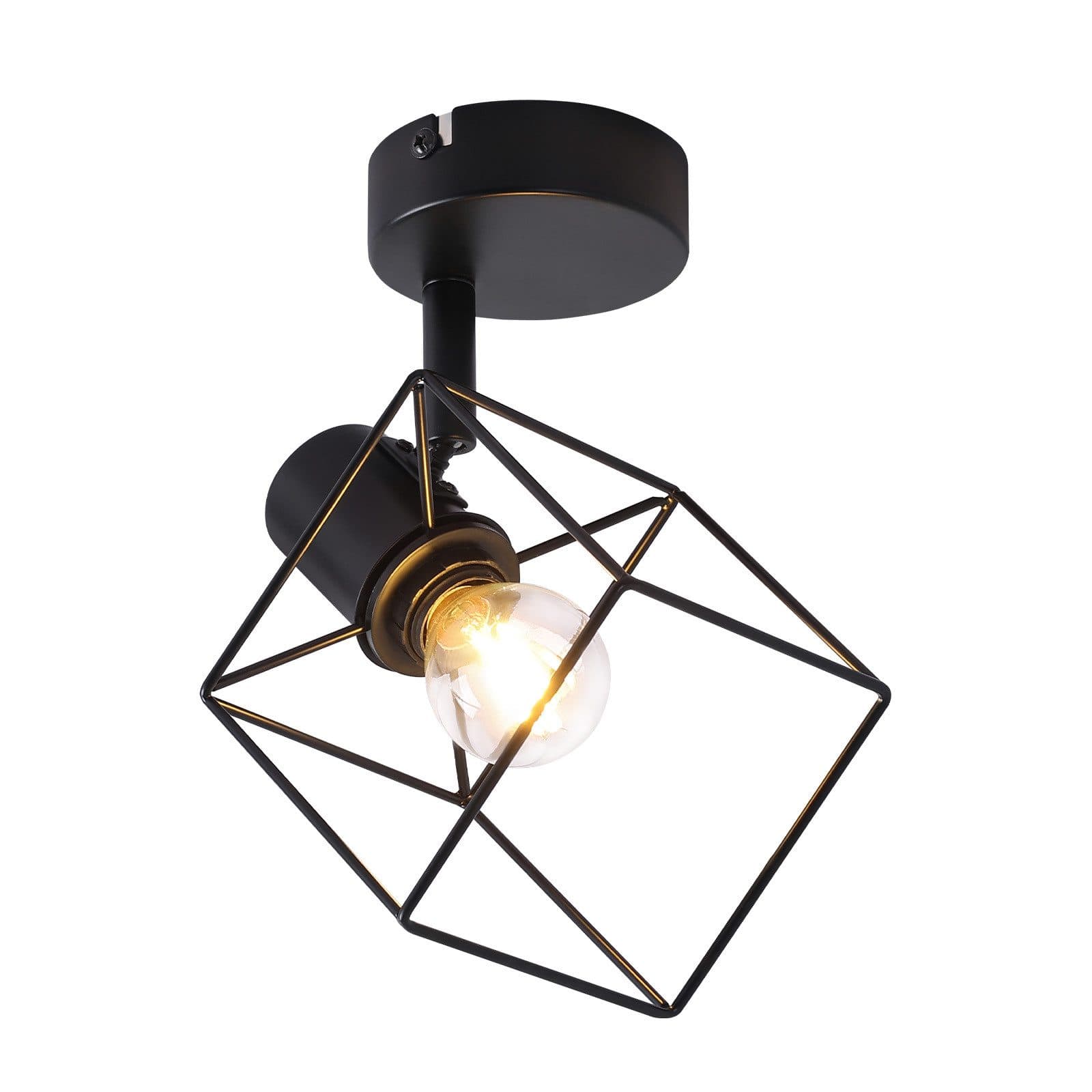 NETTLIFE musta kattokohdevalaisin E14 350° säädettävä kattovalaisin vintage - metalli olohuoneeseen – Nettlife