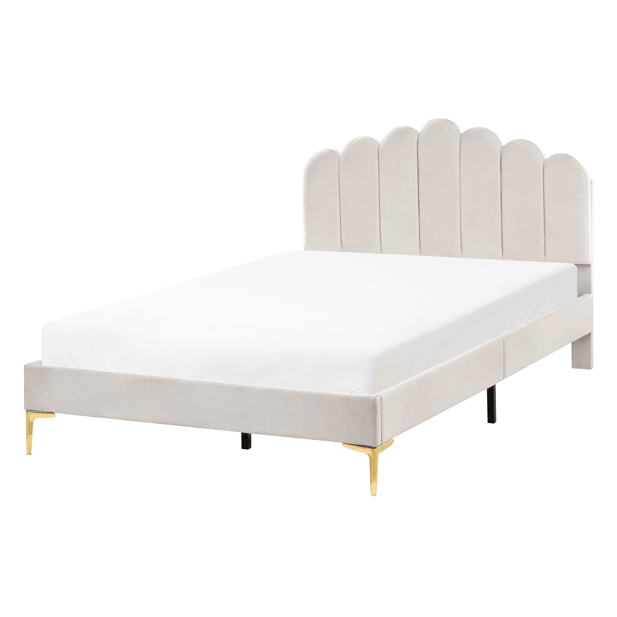 Sänky sametti SAUVIAN 120 x 200 cm Luonnonvalkoinen – Beliani