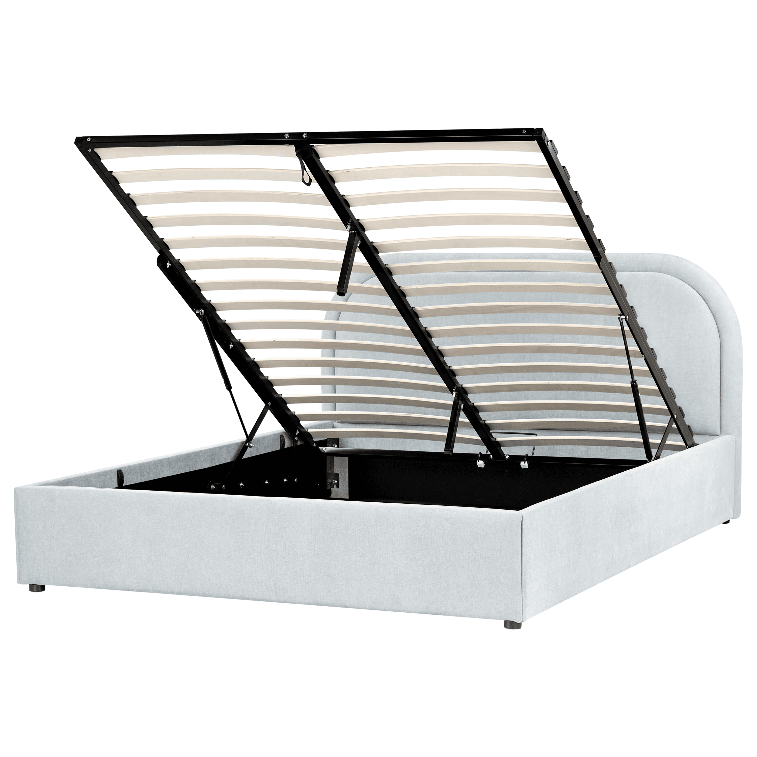 Sänky säilytystilalla kangas QUILLIEN 140 x 200 cm Vaaleansininen – Beliani