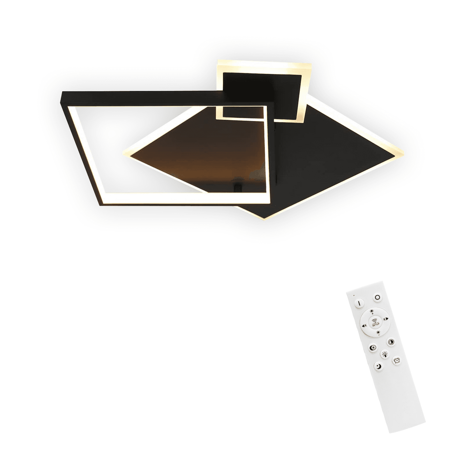 NETTLIFE LED - kattovalaisin, musta himmennettävä, 50 W, moderni muotoilu, olohuoneen valaisin Kaukosäätimellä metalli, ruokasaliin Keittiöön – Nettlife