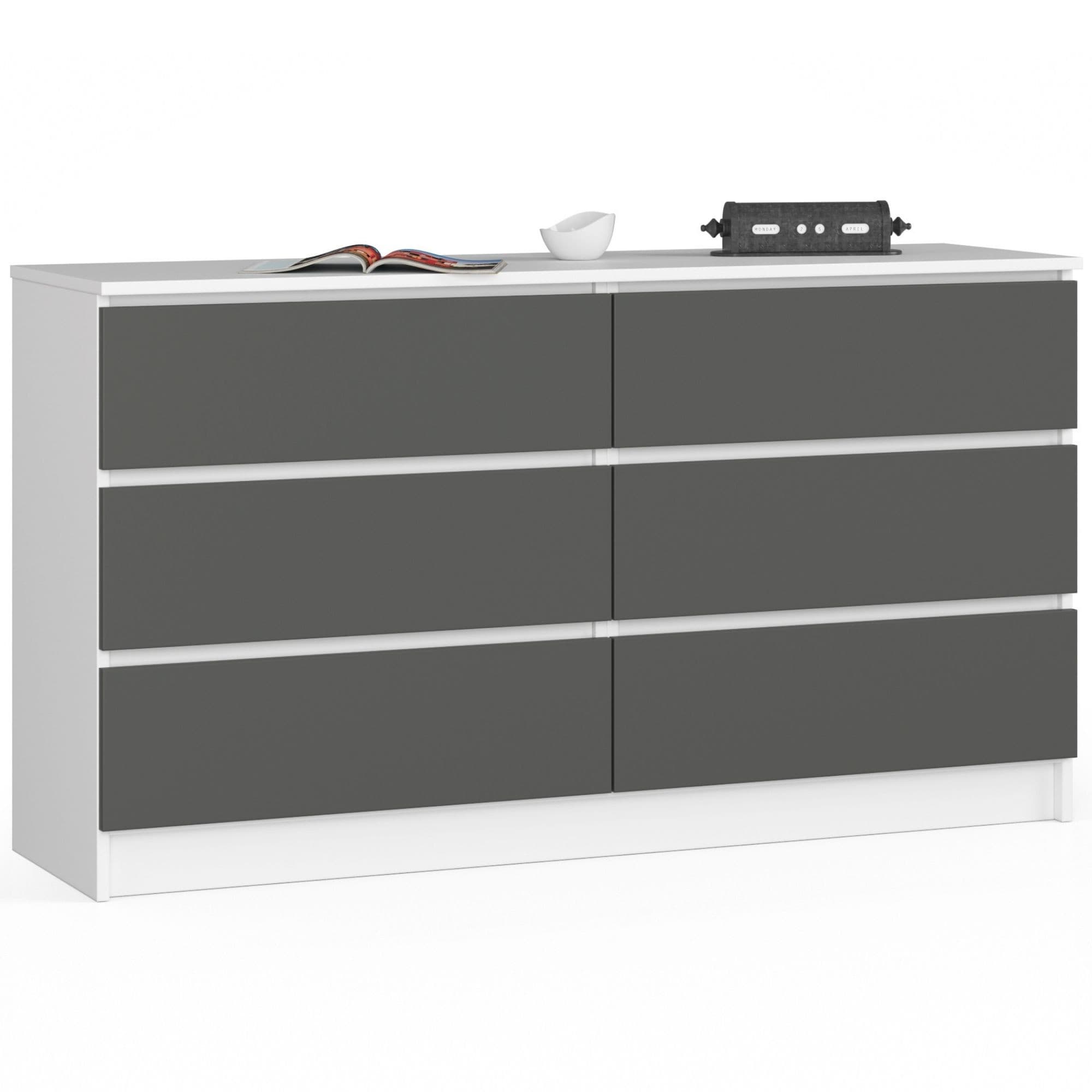 Akord Lipasto 6 Laatikoa Valkoinen/Harmaa Grafiitti 138x40x77 – Akord
