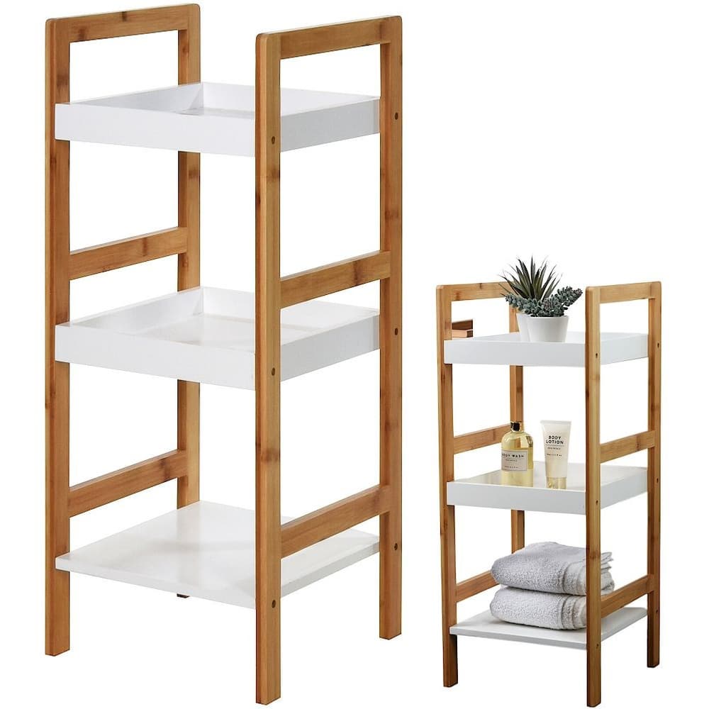 3-kerroksinen bambuinen kylpyhuoneen hylly 30x30x72 cm