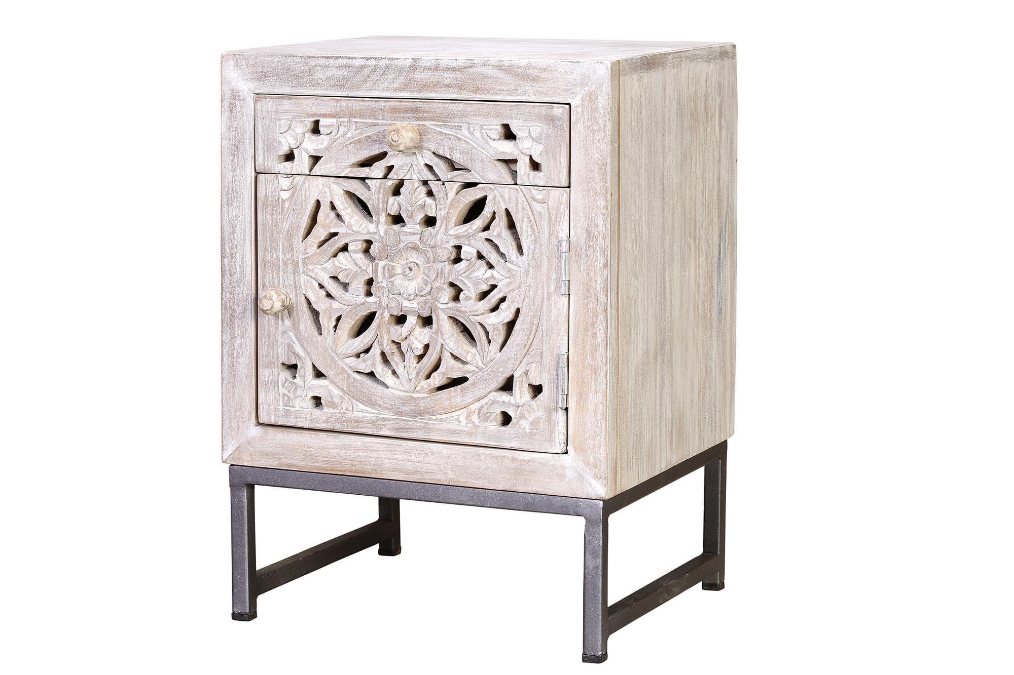 Sivupöytä mangopuusta, metallijalusta – Giner y Colomer