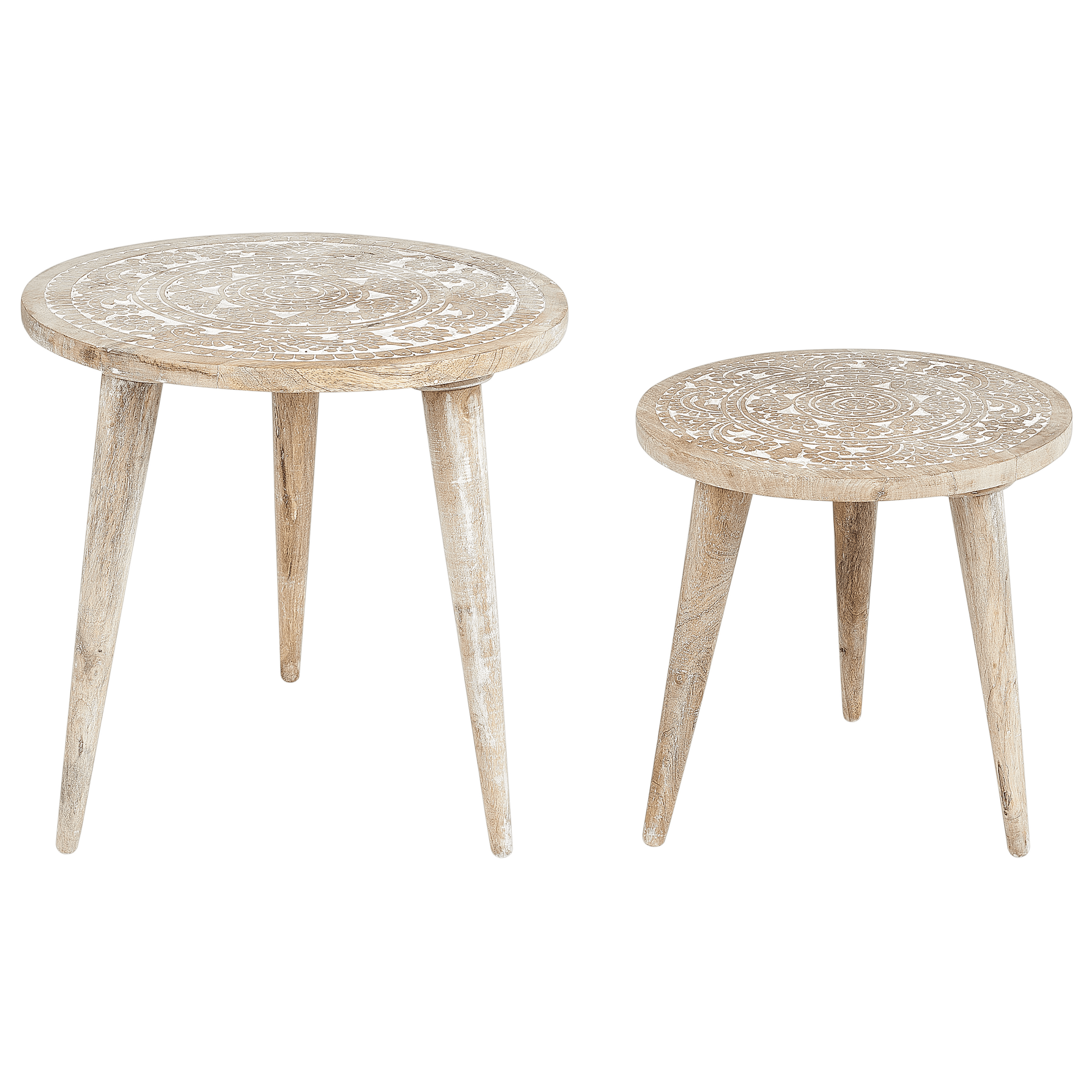 Sivupöytäsetti 2 kpl UDAY mangopuu Valkoinen – Beliani