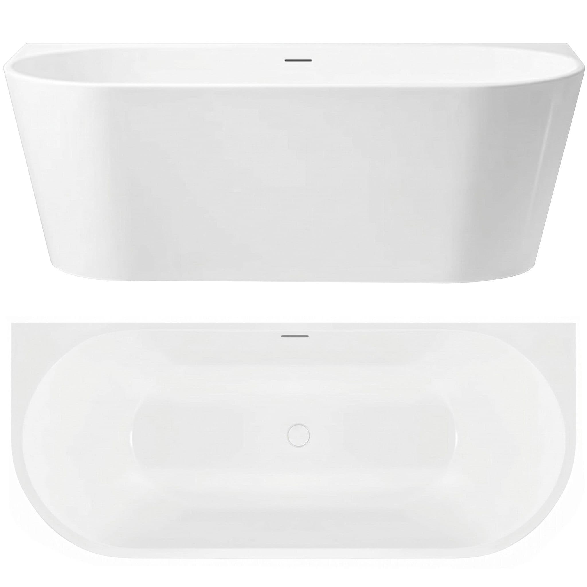 REA Seinänviereinen Kylpyamme Capri 180 Cm Harjalla Kultainen Kylpyammeen Tulppa Valkoinen, 179, 5X79X58Cm – Rea