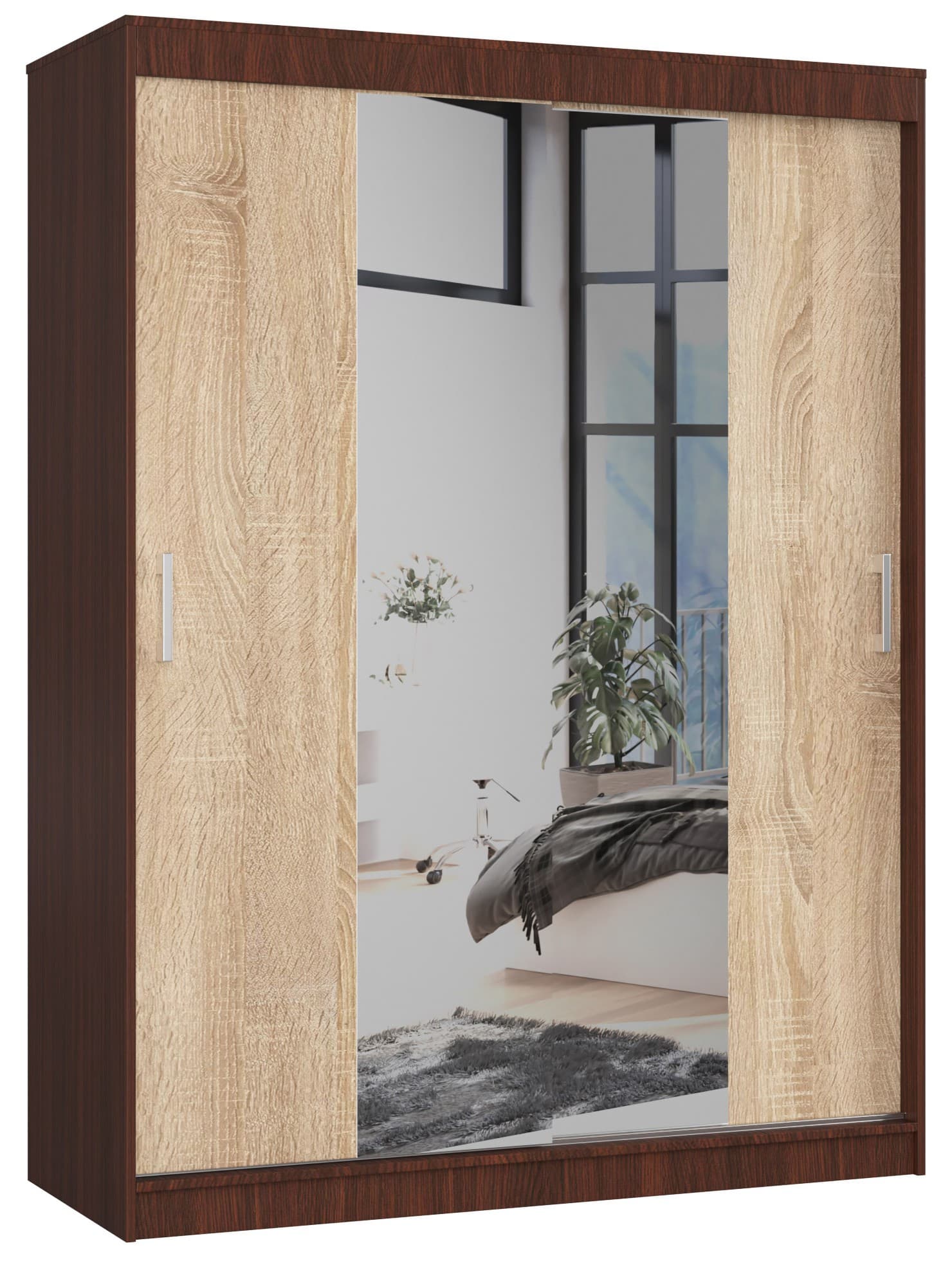 Akord Liukuovi Kaappi Wenge/Sonoma-tammi 150x60x200 – Akord