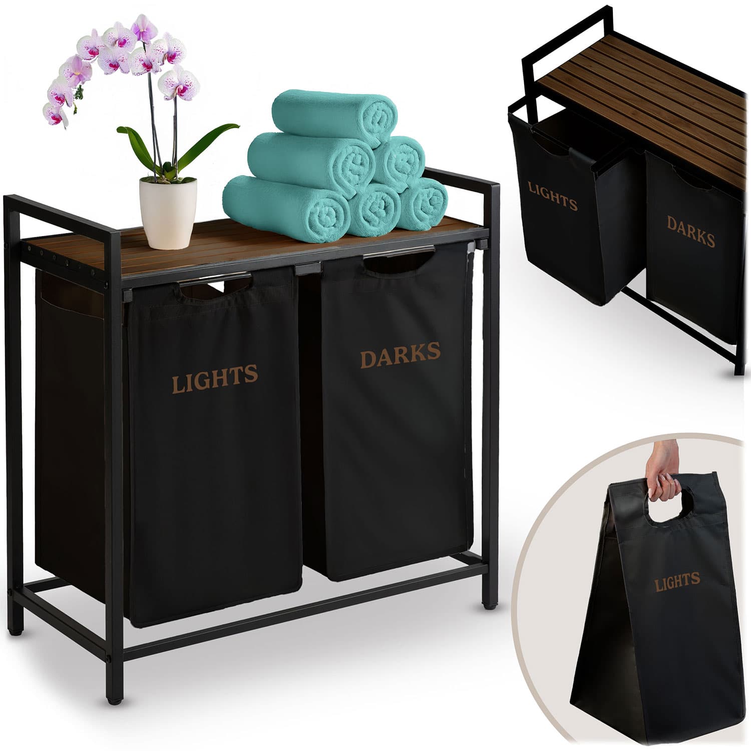 Massido 80L kaksilokeroinen pyykkikori rungolla – Massido