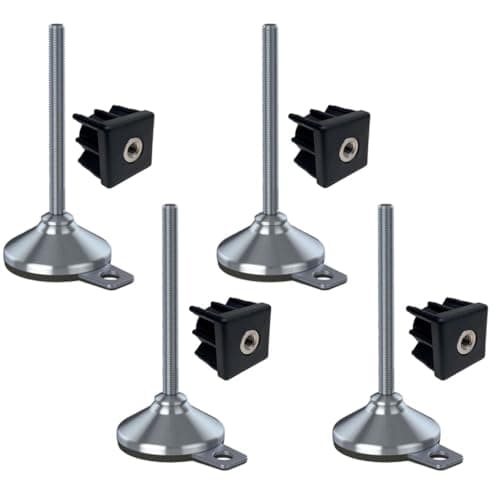 Ruostumaton jalka 16x150x80mm, tyyny ja kiinnitysreikä + insertit 40x40x2.0mm - 4 kpl:n sarja. – NGI