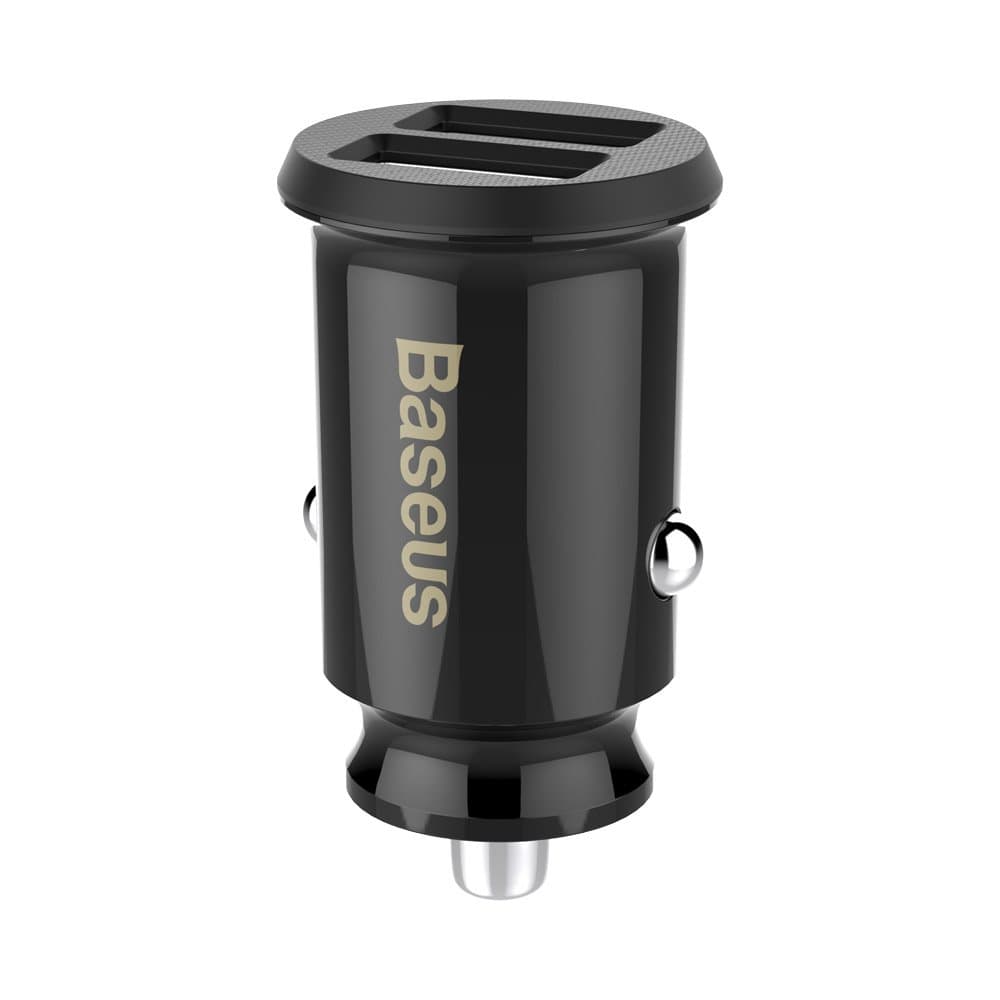 Mini autolaturi puhelimeesi 2x USB Grain -autolaturi musta – Baseus
