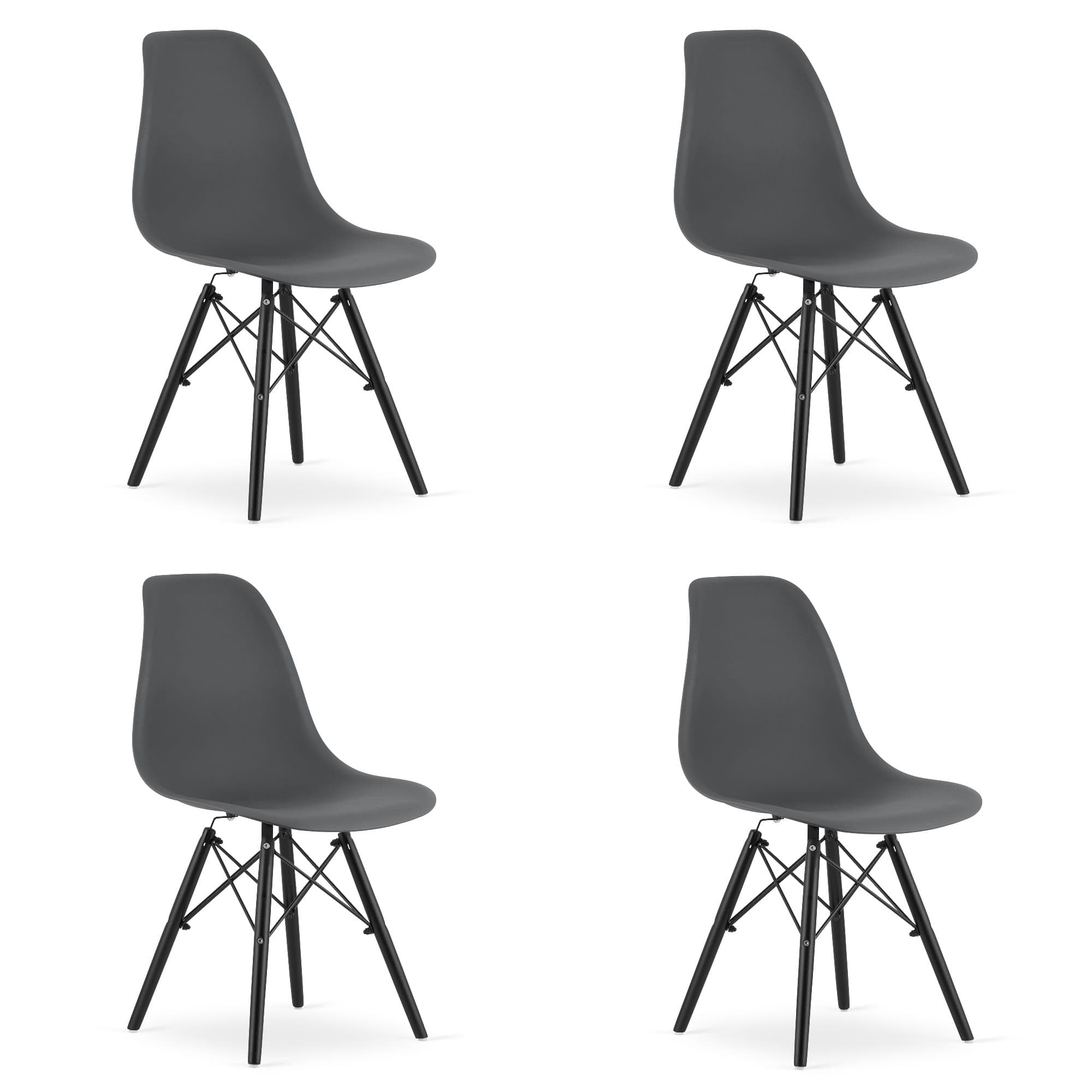 OSAKA-tuoli, ciemnoszare, mustat jalat (4 kpl) – Leobert