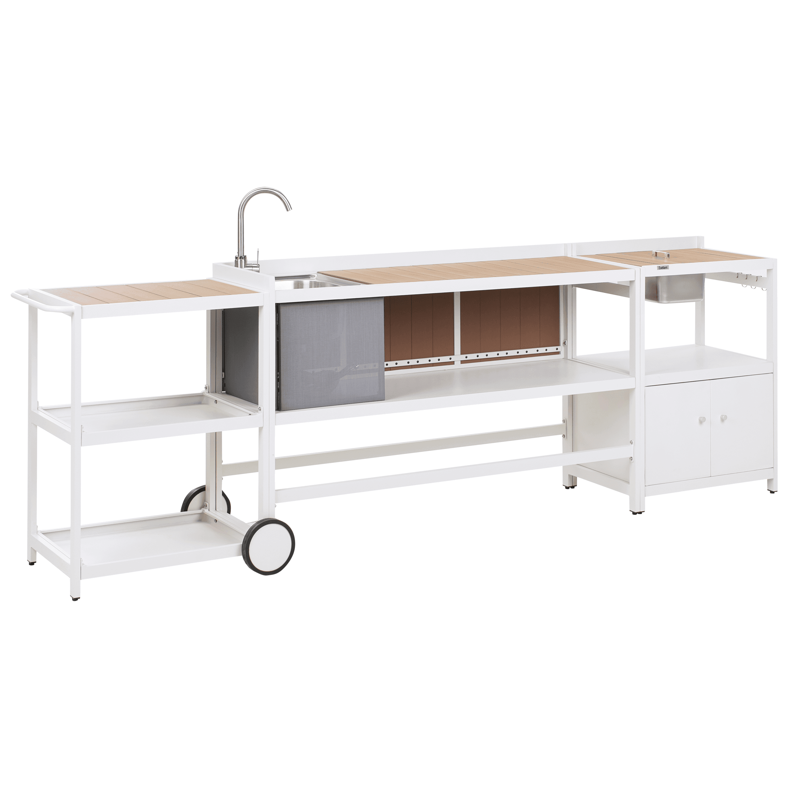 Ulkokeittiösetti pesualtaalla 3 osaa ORTISEI metalli Valkoinen – Beliani