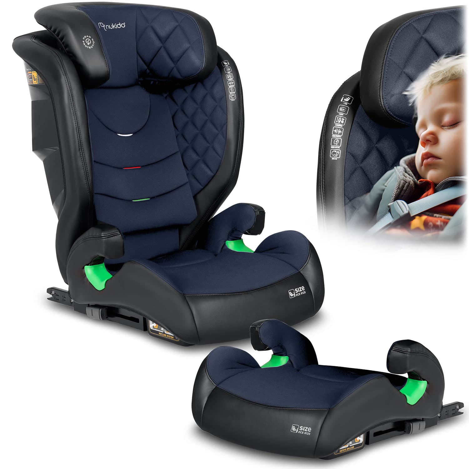 Nukido Louis Turvaistuin Musta/Tummansininen 15-36 kg ISOFIX