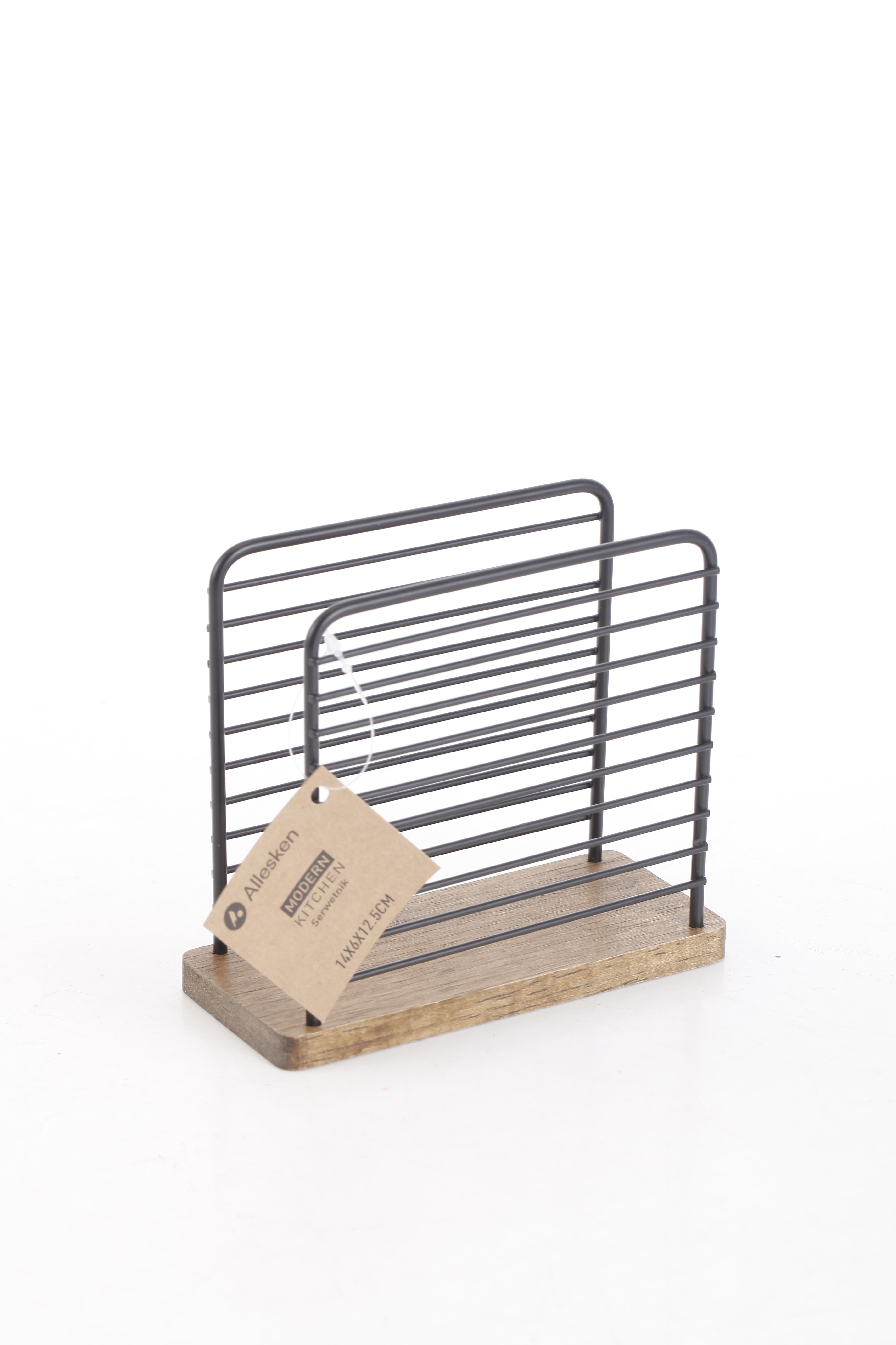 Lautasliinateline metalli ja kumipuu Modern Kitchen 14x6x12,5 cm musta 1 kpl