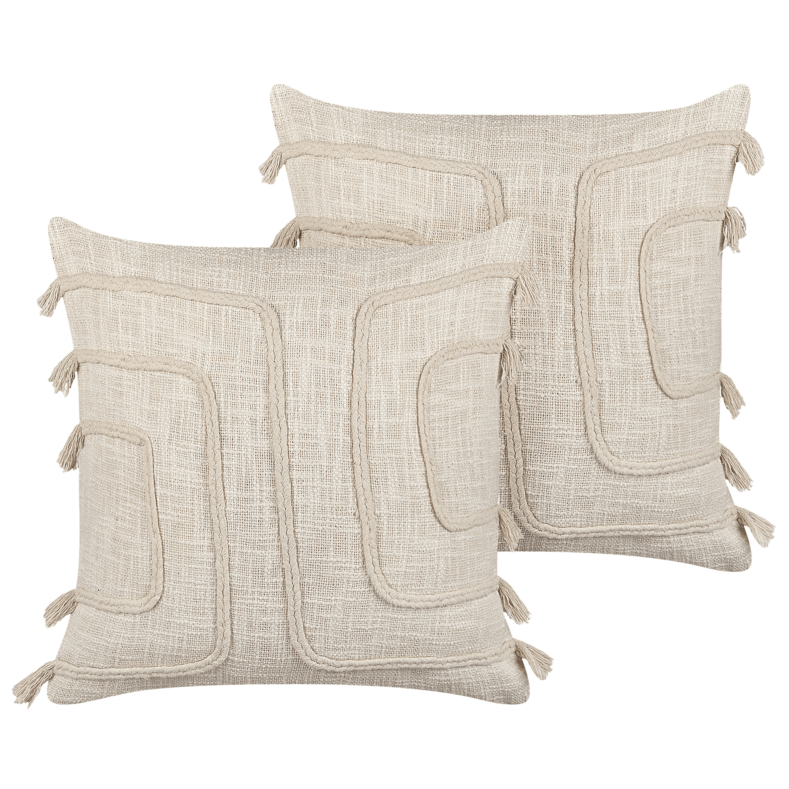 Koristetyynysetti 2 kpl PLEIONE puuvilla 45 x 45 cm Vaaleanbeige Geometrinen kuvio