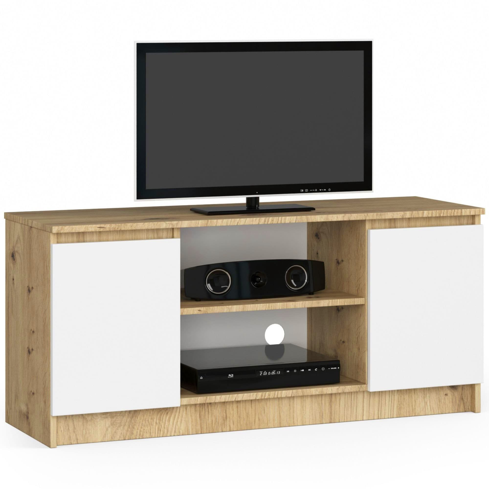 Akord TV-taso 2 ovea 1 hylly Artisan-tammi/Valkoinen 120x40x55 – Akord