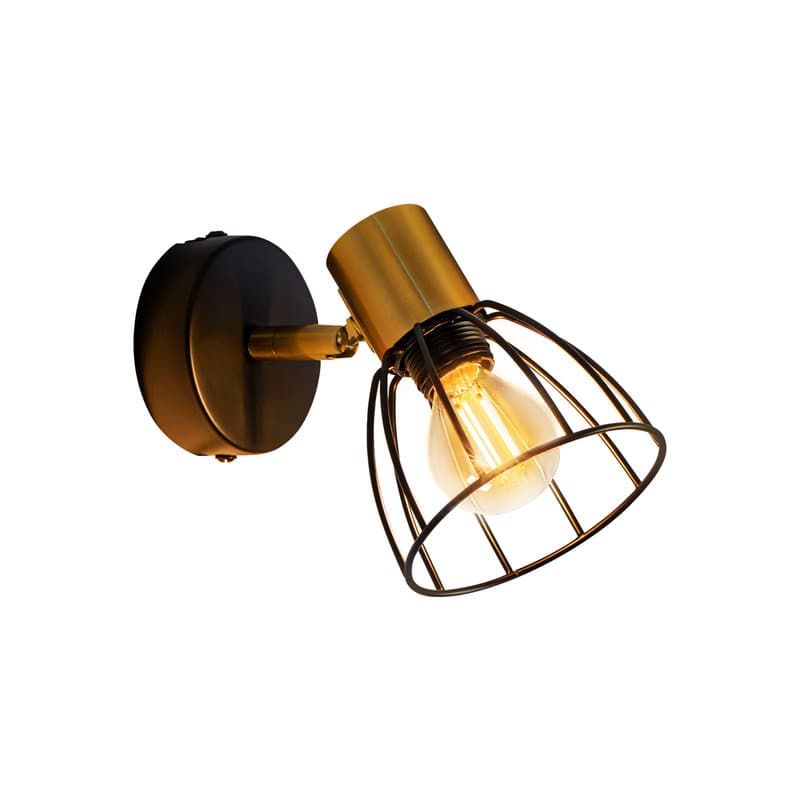 NETTLIFE Sisäseinävalaisin vintage 1 haara musta, E14, kääntyvä 350° (ei lamppuja) – Nettlife