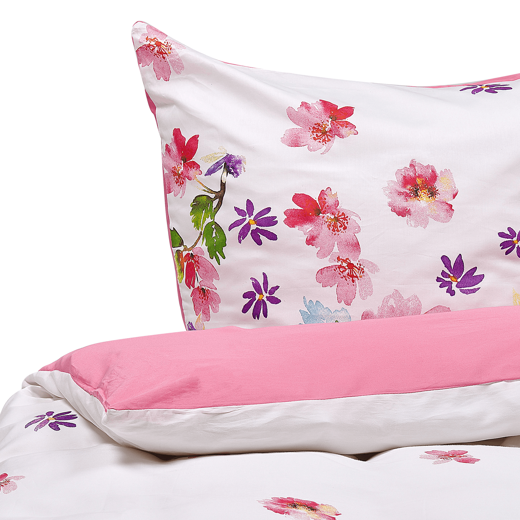 Pussilakanasetti LARYNHILL Puuvillasatiini 135 x 200 cm Vaaleanpunainen – Beliani