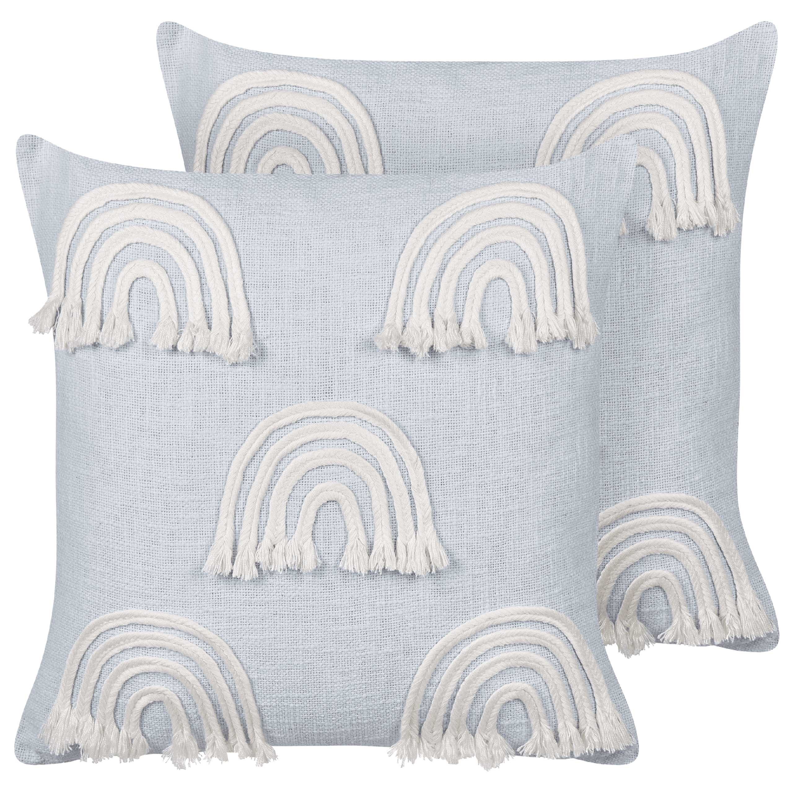 Koristetyynysetti 2 kpl LEEA puuvilla 45 x 45 cm Vaaleansininen – Beliani