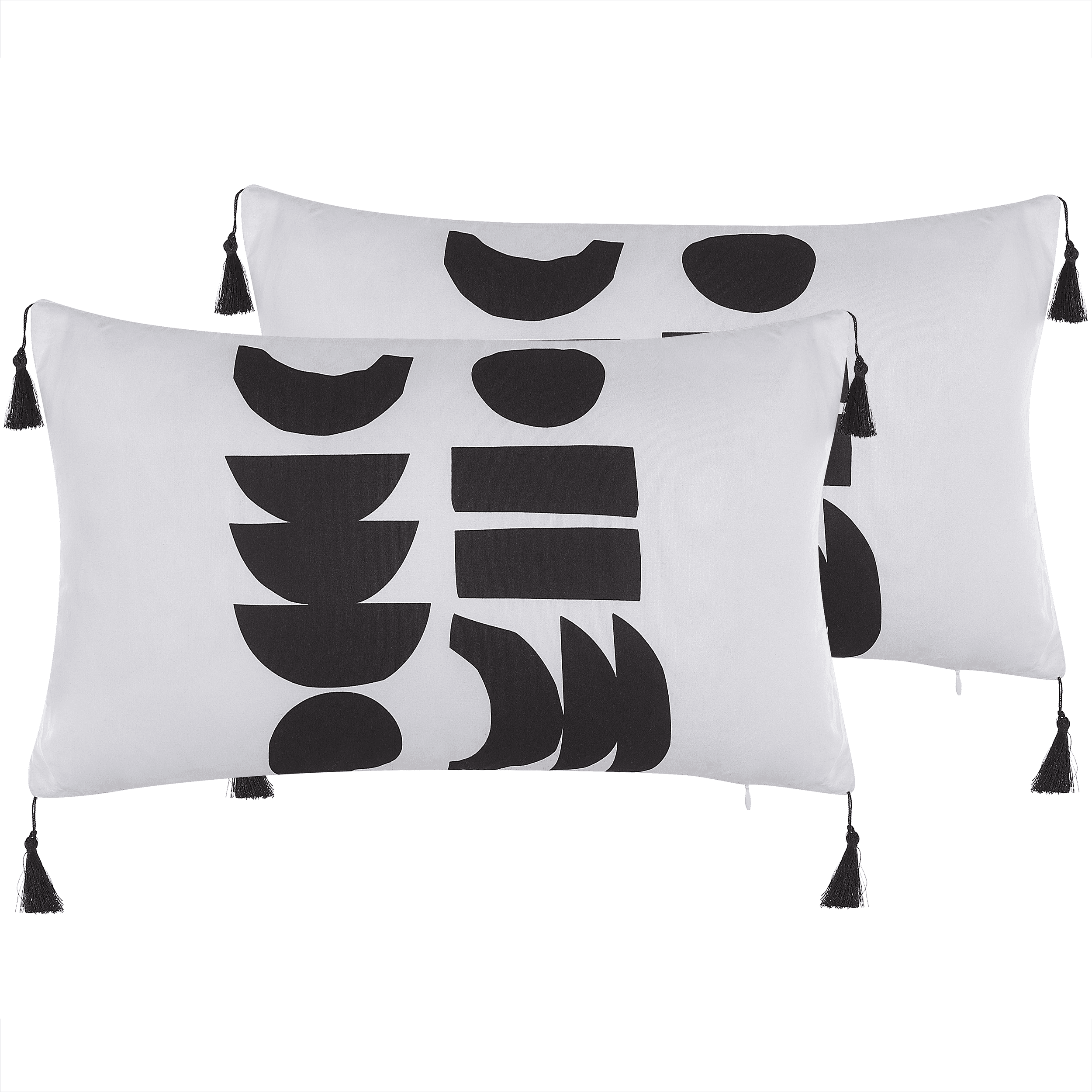Koristetyynysetti 2 kpl LIRIOPE 30 x 50 cm Musta/valkoinen Geometrinen kuvio
