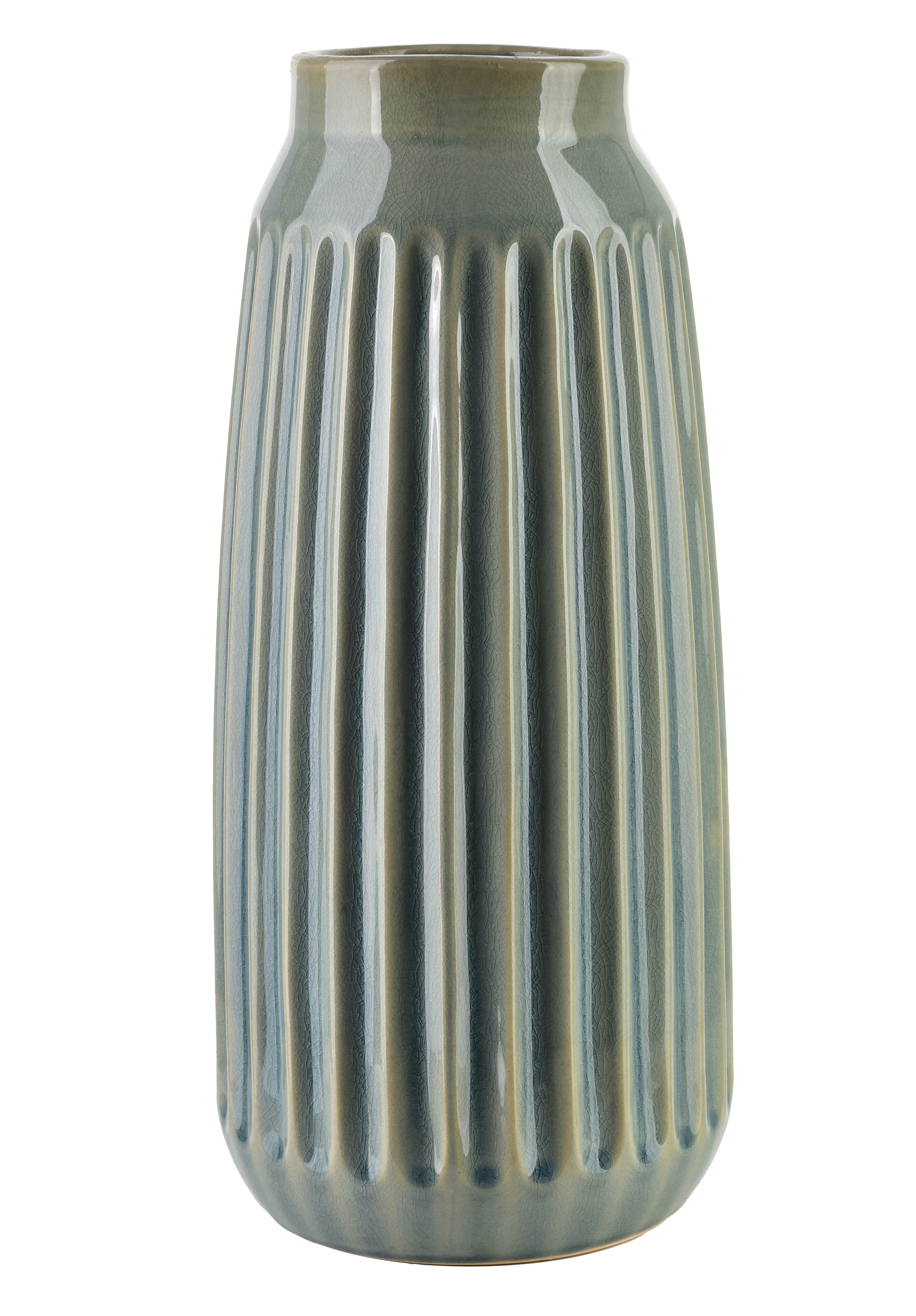 MONDEX keramiikkamaljakko, vaalea beige, käsin koristeltu, 16 x 16 x 35,5 cm – MONDEX