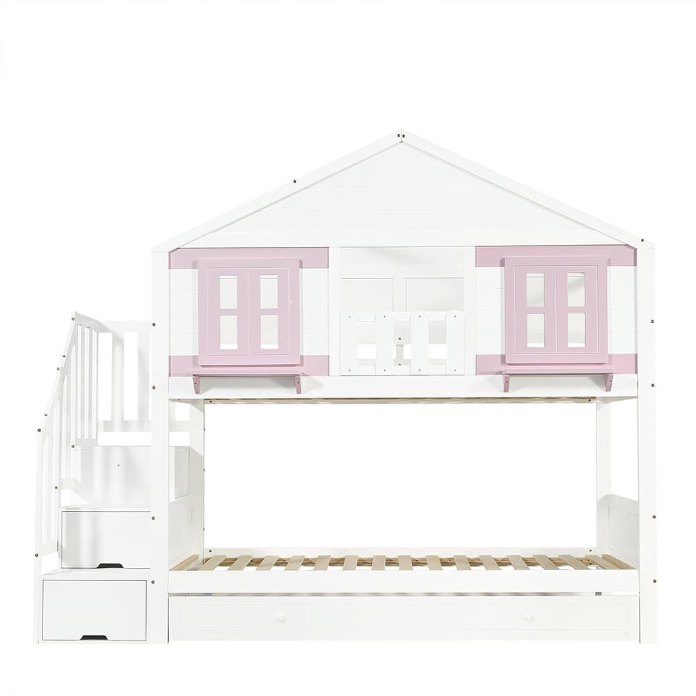 Lastensänky 90x200 cm, valkoinen-vaaleanpunainen, tukeva säleikkö