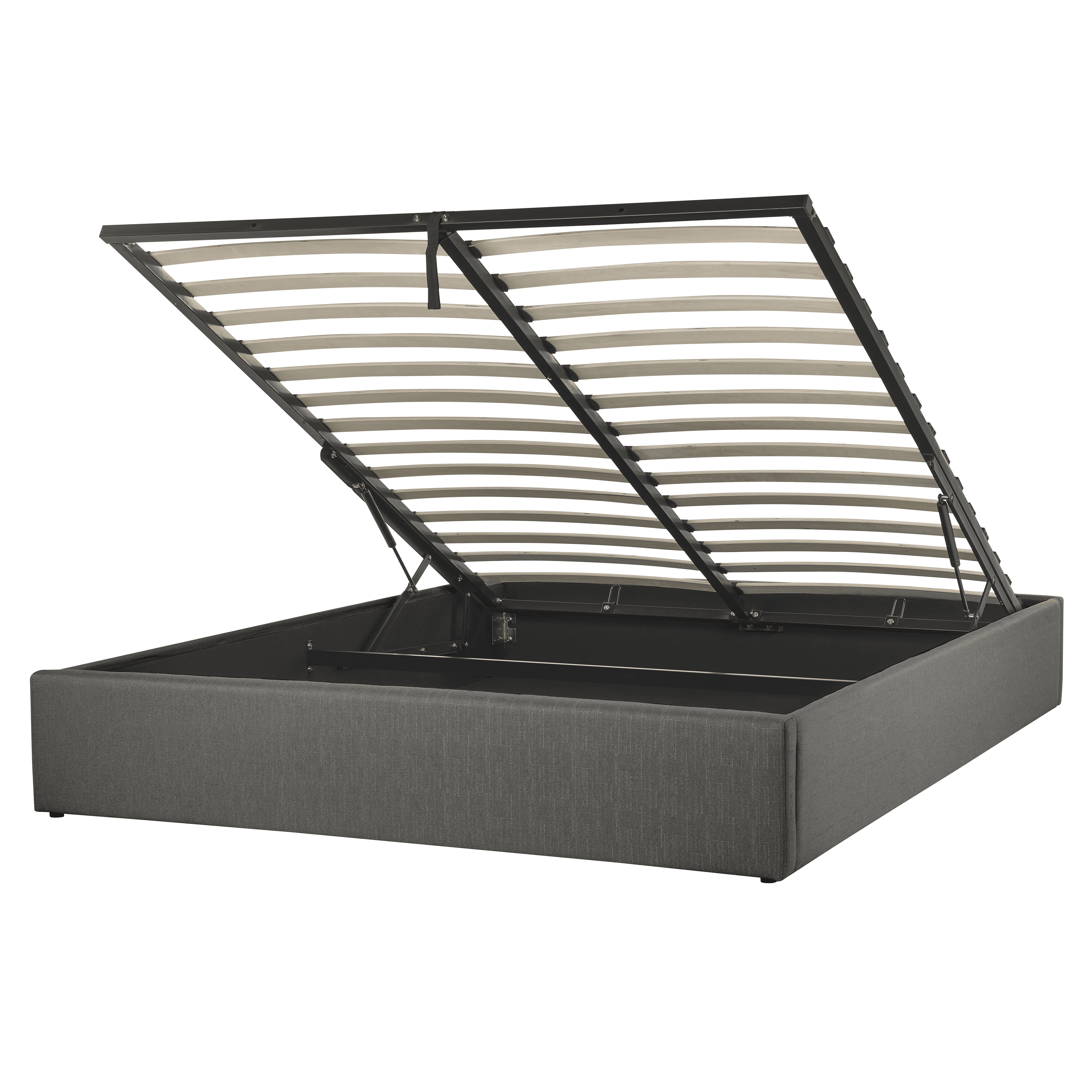 Sänky säilytystilalla kangas DINAN 160 x 200 cm Tummanharmaa – Beliani