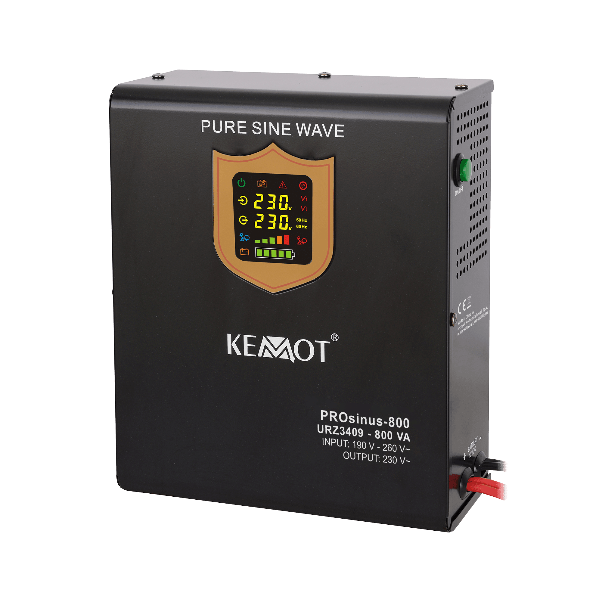 Kemot PROsinus-800W hätävirtalähde 12V/230V seinä-/lattia-asennus