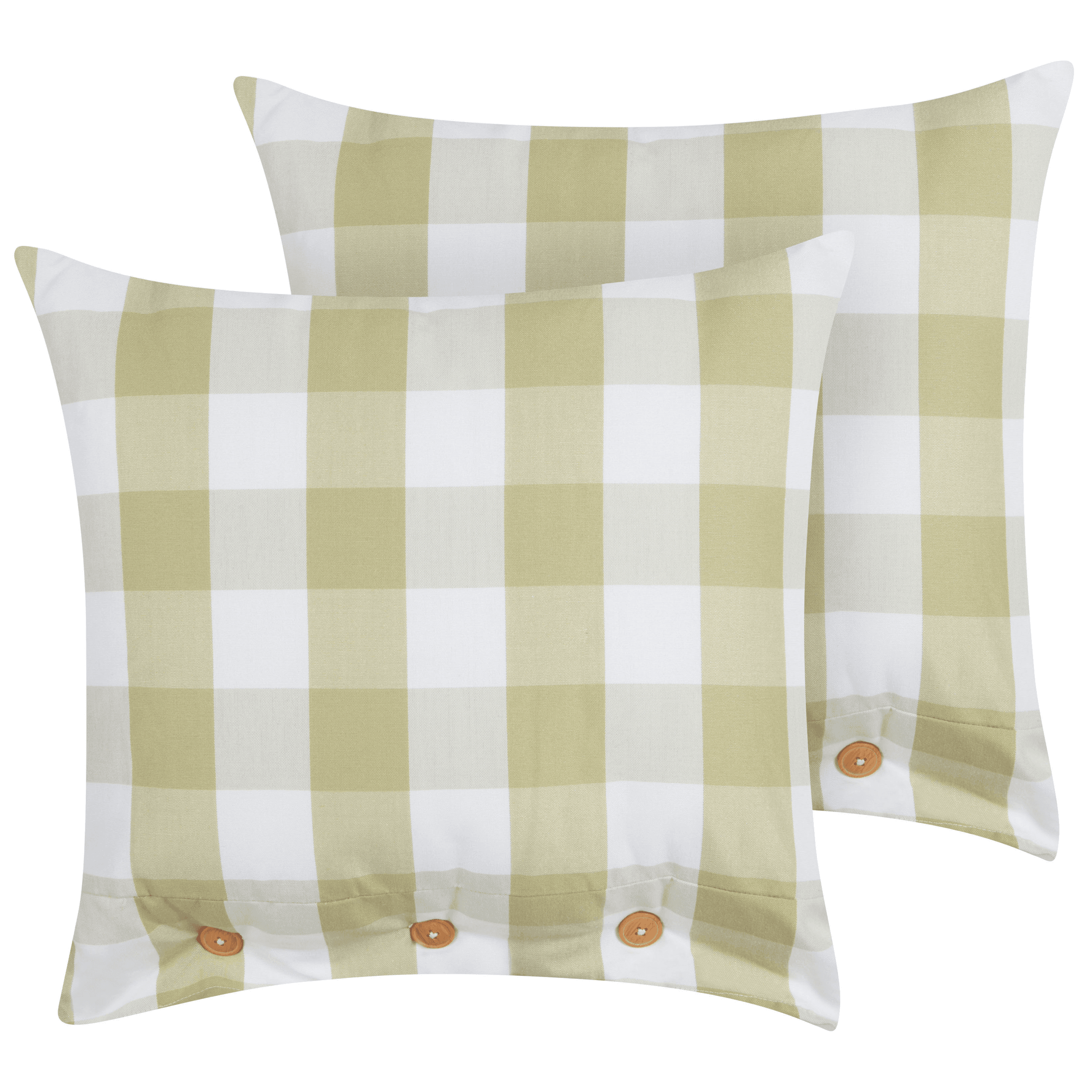 Koristetyynysetti 2 kpl TAMNINE 45 x 45 cm Vaaleanvihreä Ruutukuvio – Beliani