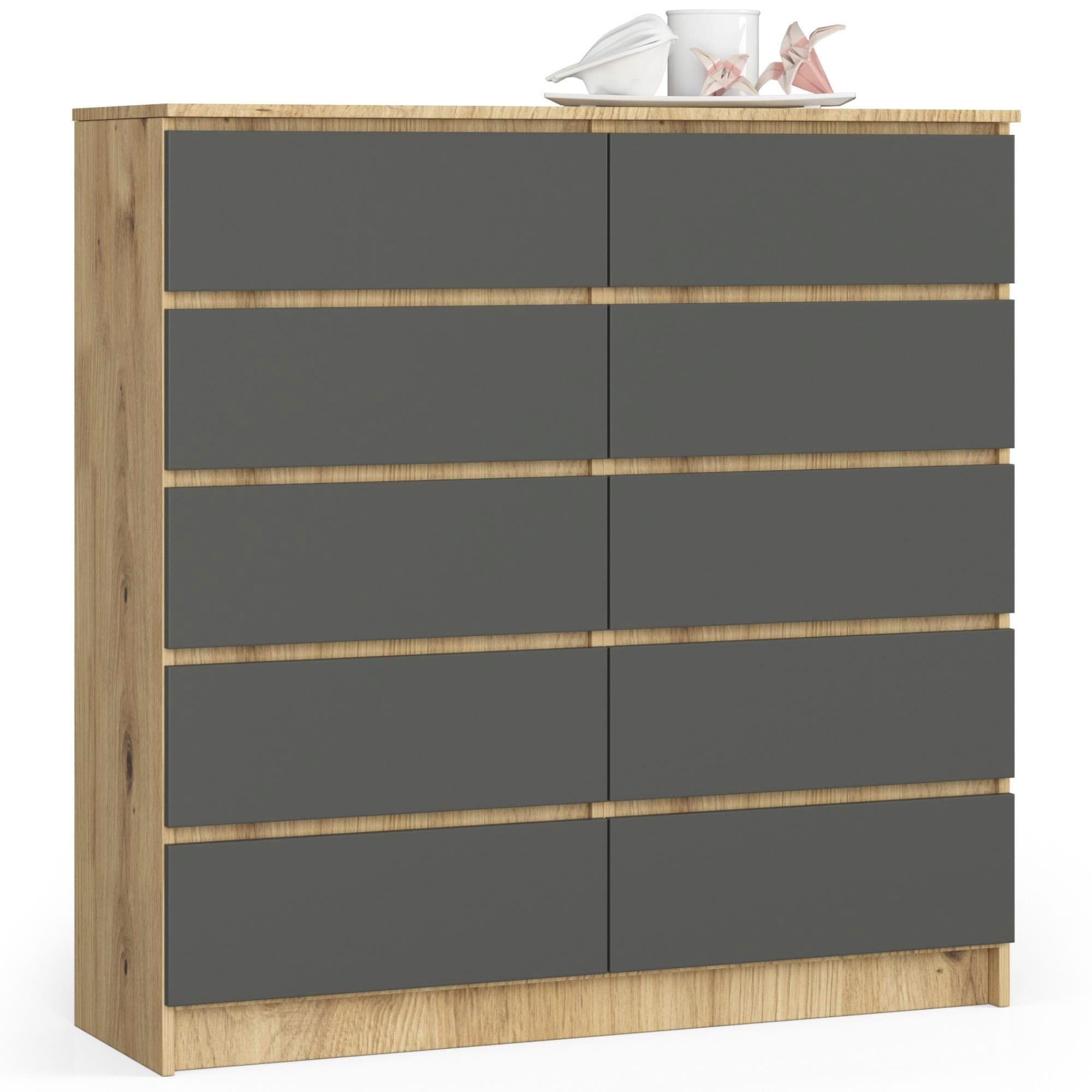 Akord Lipasto 10 Laatikkoa Artisan-tammi/Grafiitti 120x40x121 – Akord