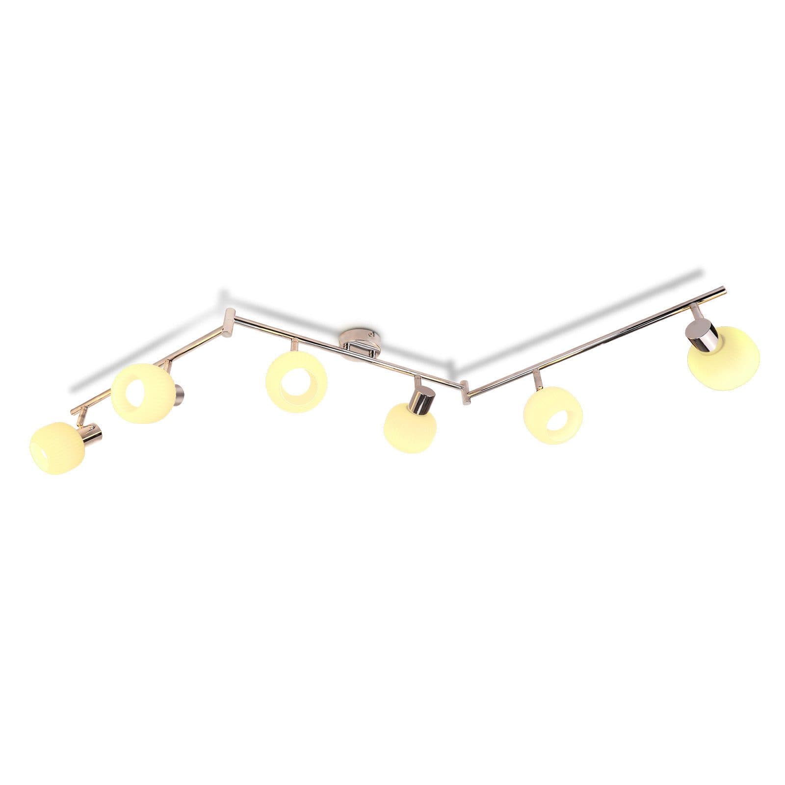 NETTLIFE valkoinen kattokohdevalaisin E14 kattovalaisin 6 lamppua sisäkäyttöön lasivarjostin säädettävä kohdevalo