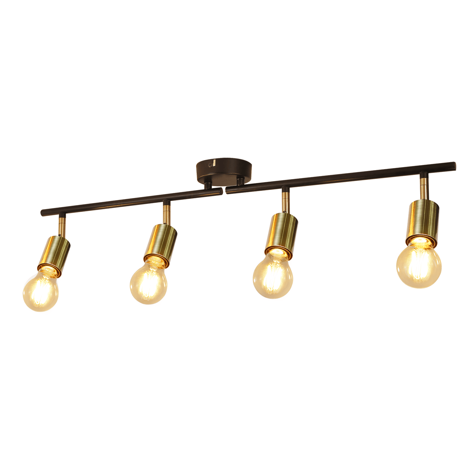 NETTLIFE 4 vintage - kattospottivalaisinta E27 mustakultainen pyörivä retro - teollisuustyyli olohuoneeseen makuuhuoneeseen keittiöön käytävään – Nettlife