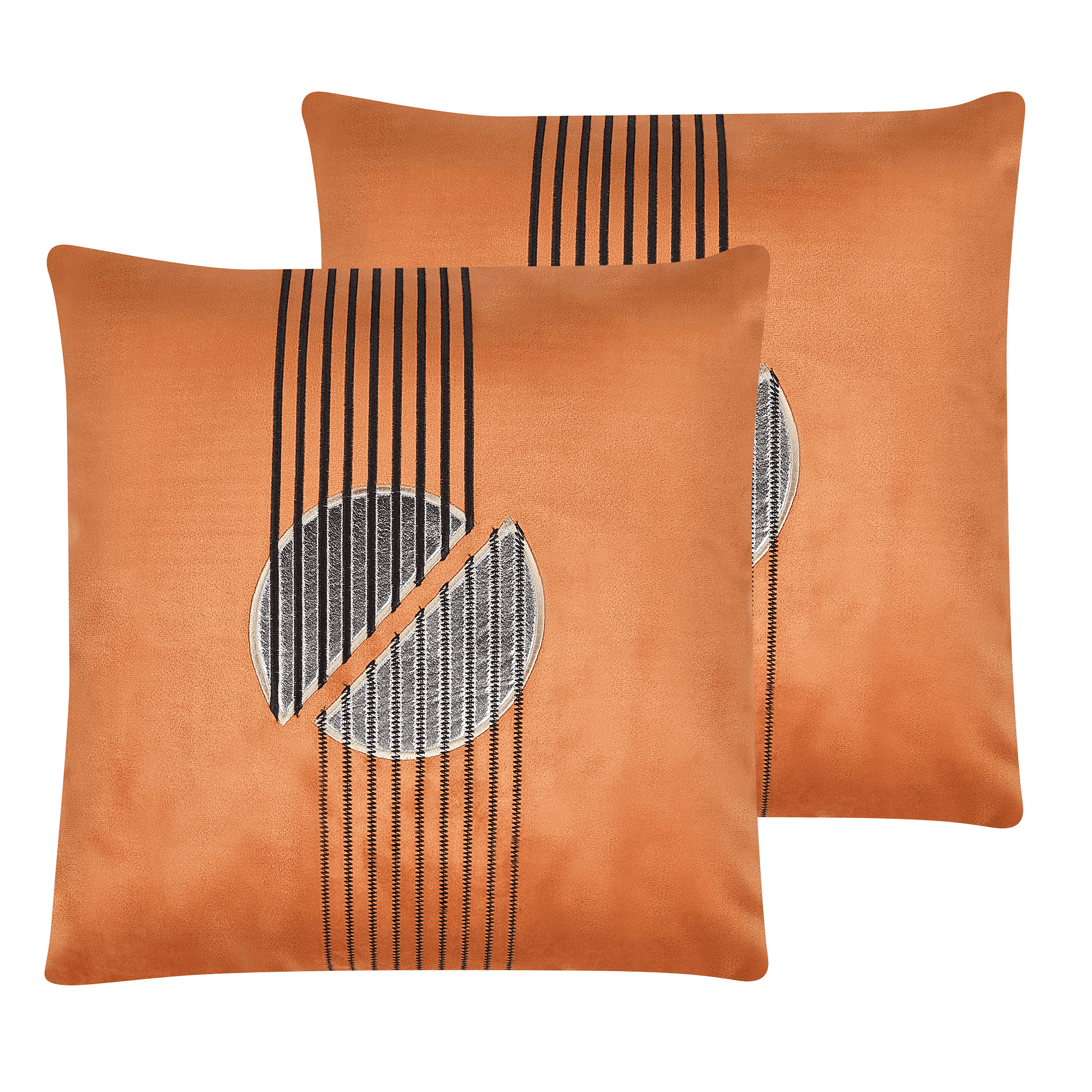 Koristetyynysetti 2 kpl CEROPEGIA sametti 45 x 45 cm Oranssi Geometrinen kuvio